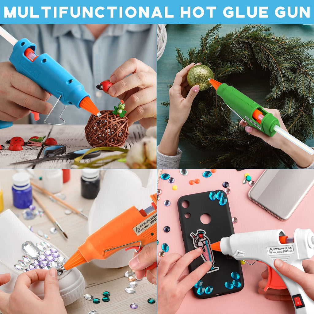 Zhengmy 6 Pcs Mini Glue Gun Crafts Hot Melt Guns Low Temp Glue with Burn Protection Fast Preheating and Easy Squeeze Trigger for School DIY Arts Class Projects Home Quick Repairs, 20 W (Multicolor)