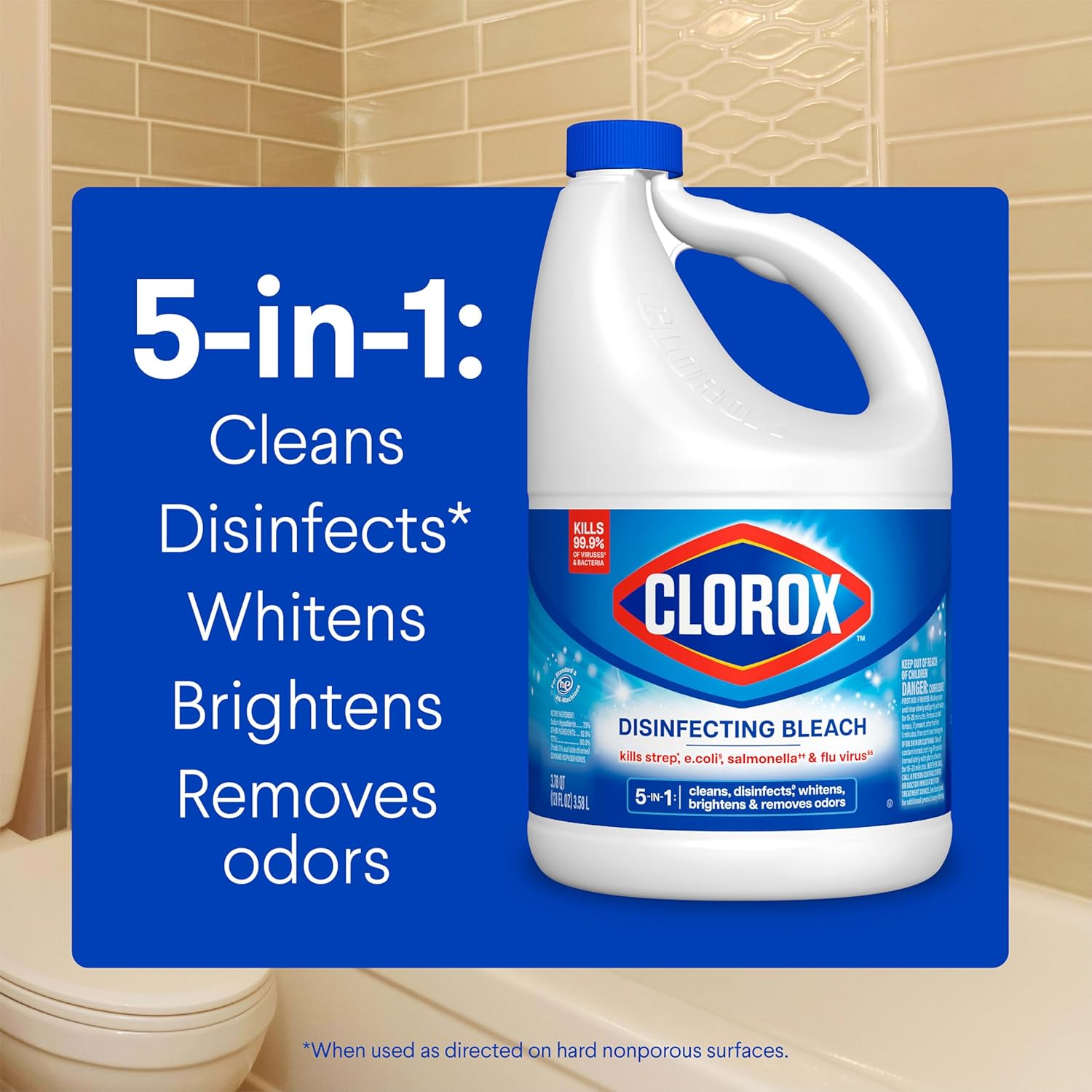 Clorox Disinfecting Bleach, 121 Fluid Ounces (Package May Vary)