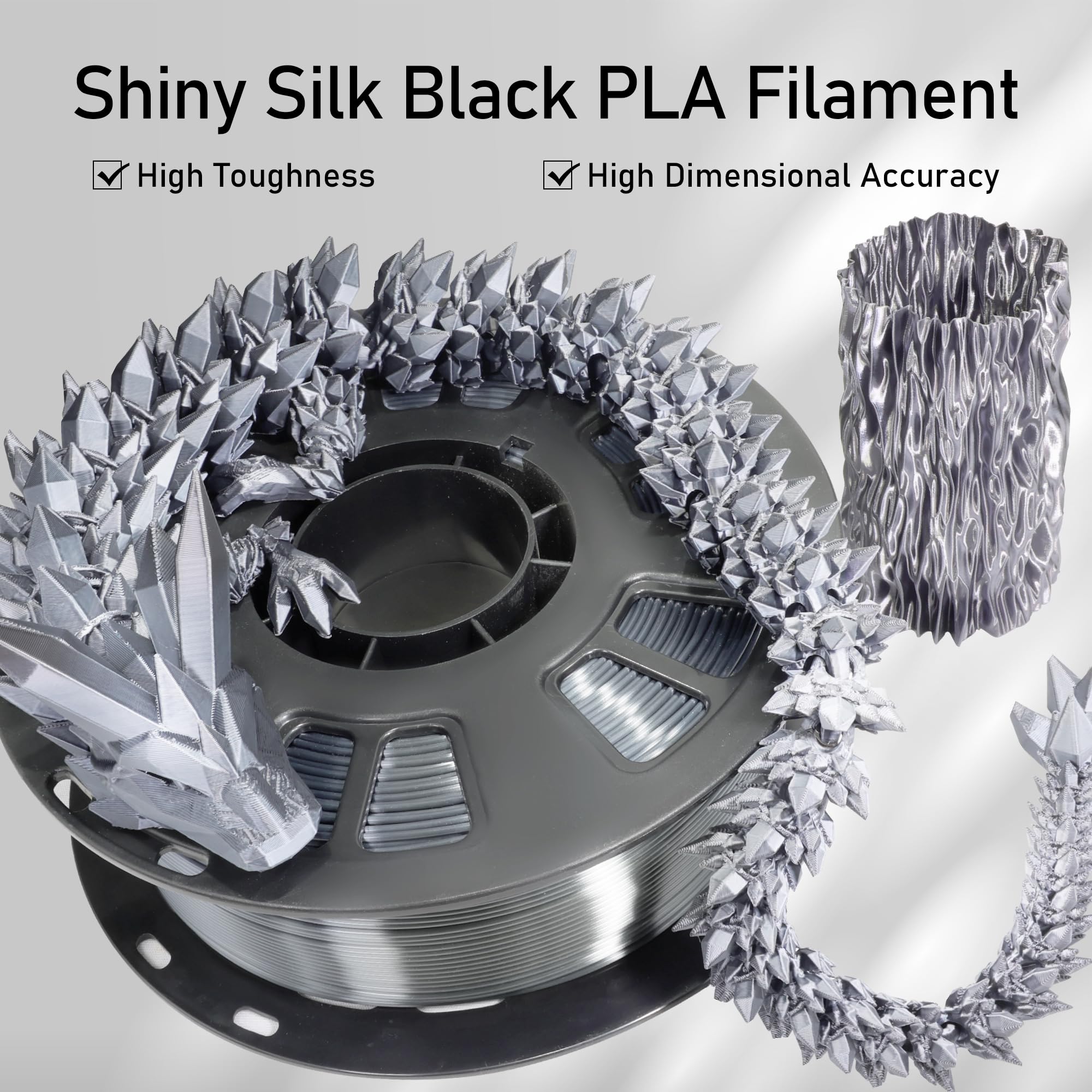 1.75mm PLA 3D Printer Filament Bundle: Glow in Dark Green/Blue/Purple/Rainbow, One Spool Clear Multi Colored, Each Spool 250g, Total 1.25Kg 3D Printing Material, 250g x 5 Spools Glow in Dark PLA