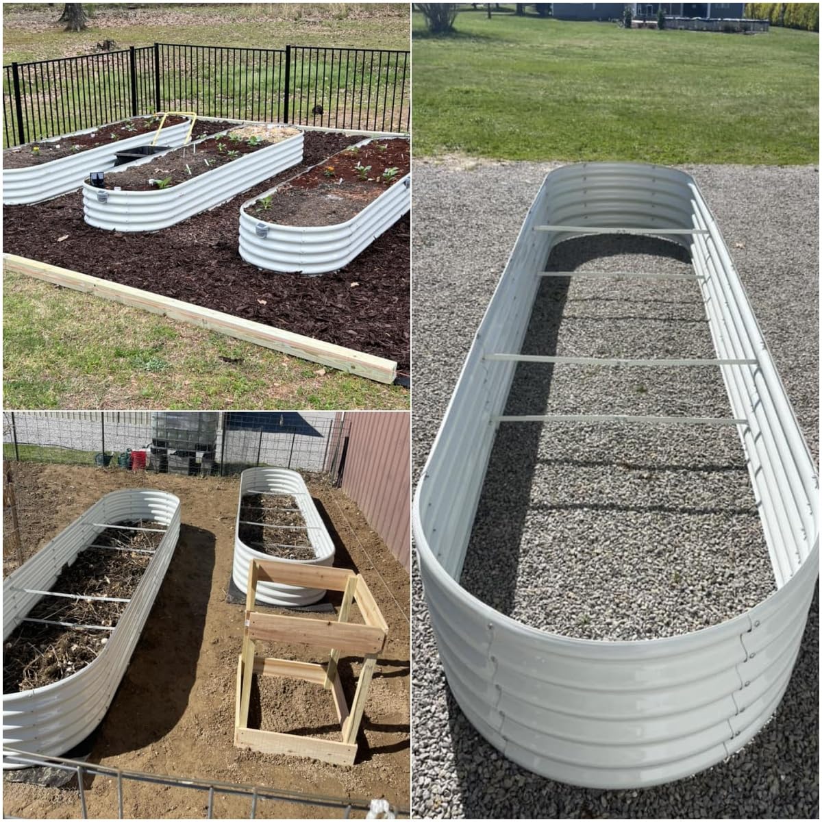 A ANLEOLIFE 2-Pack 3ft x 24” Tall Galvanized Raised Garden Beds Outdoor, Round Metal Planter Box for Planting Vegetables Flowers Herb, Anti-Rust & Easy-Setup, Quartz Grey