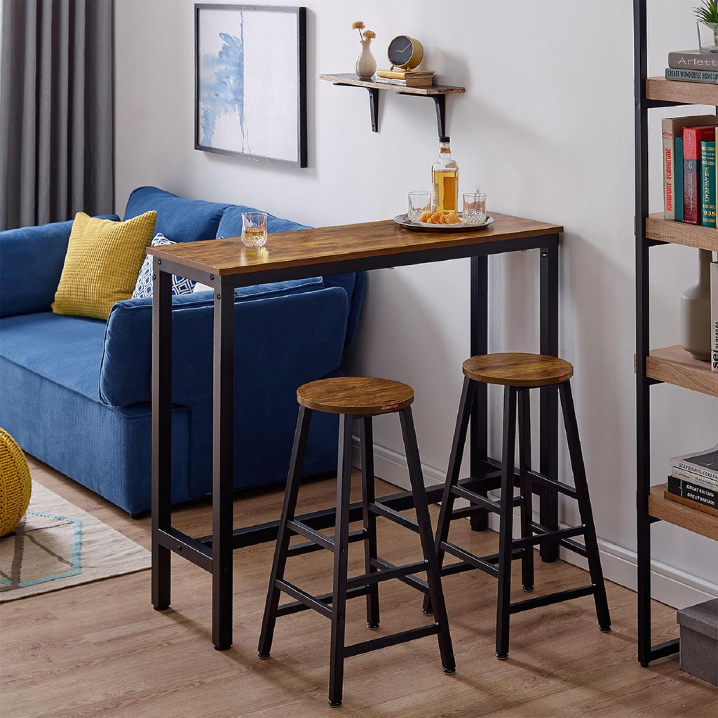Mr IRONSTONE Bar Table, 47" Pub High Top Table Rectangular Bar Height Table Sofa Console/Dining Coffee Table, for Narrow Space, Living Room, Vintage