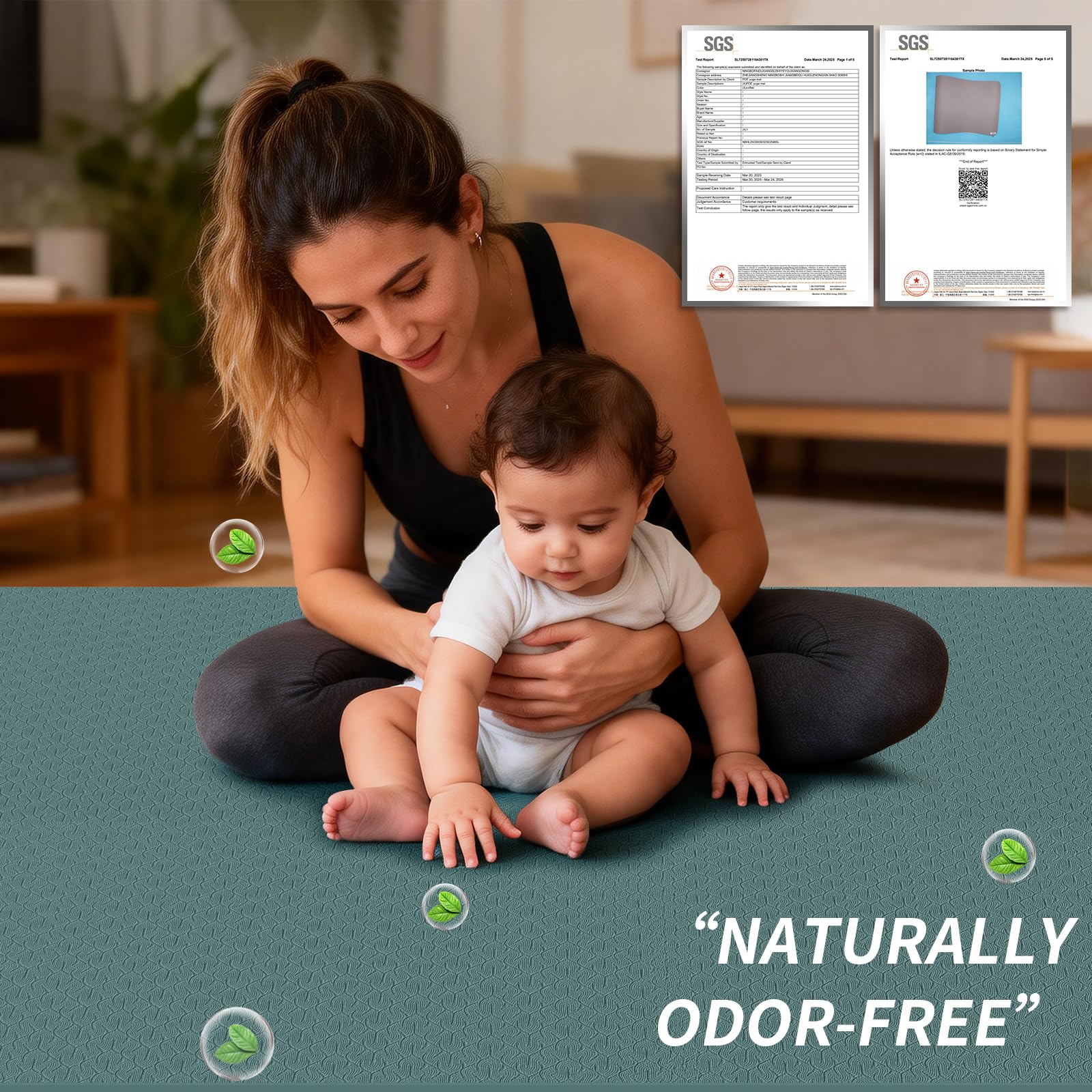 Large Yoga Mat (6'x 4')-POE 0.28''/0.32''/0.4'' Thick Fitness Mat, Eco-Friendly Exercise Mat for Home Workouts, Ideal for Yoga and Pilates