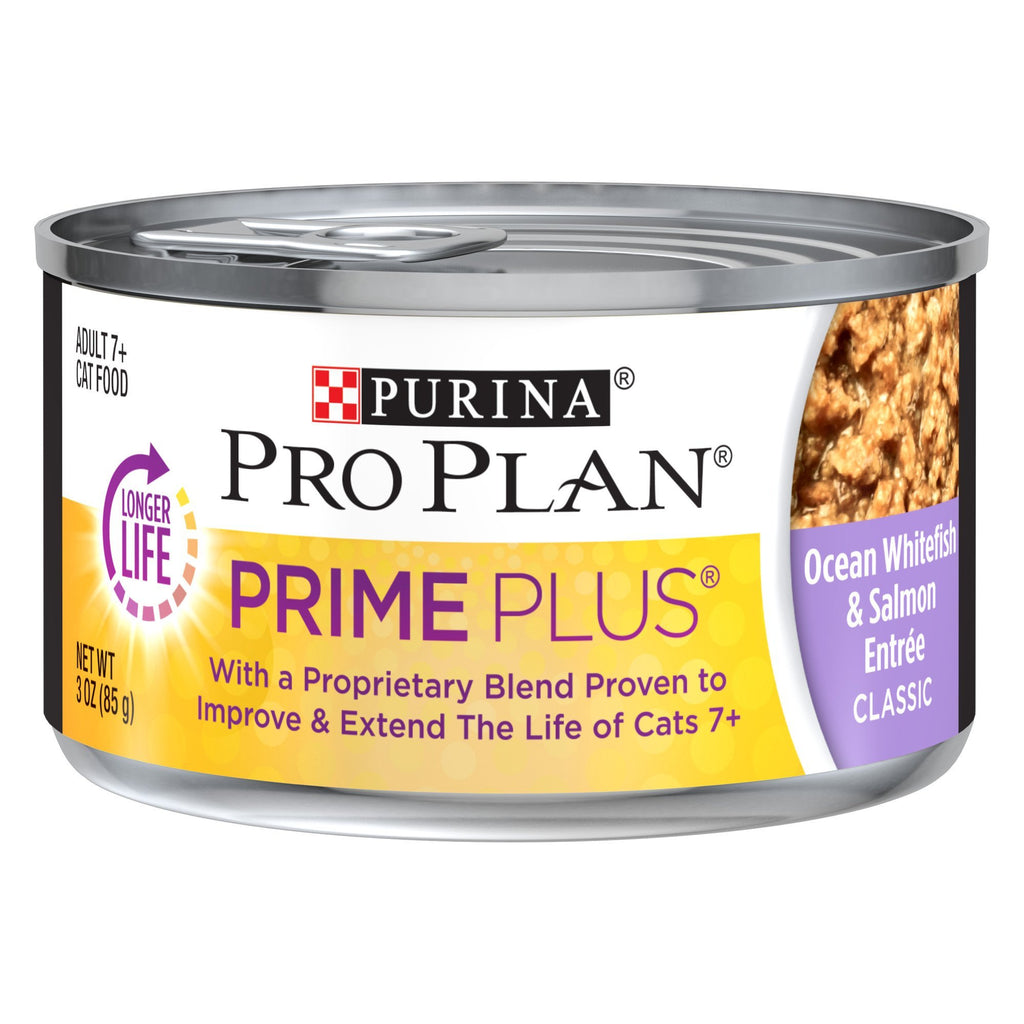 Purina Pro Plan Senior Cat Food Wet Pate, Ocean Whitefish and Salmon Entree - (Pack of 24) 3 oz. Pull-Top Cans