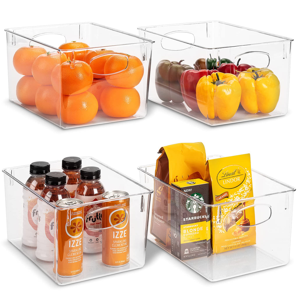 Sorbus Large Clear Plastic Storage Bins for Shelves, Clothes, with Handle - Clear Storage Bins, Drawer, Shelf, Closet, Pantry, Fridge, Freezer Organizer Bins, Closet Organizers and Storage (2 pack)