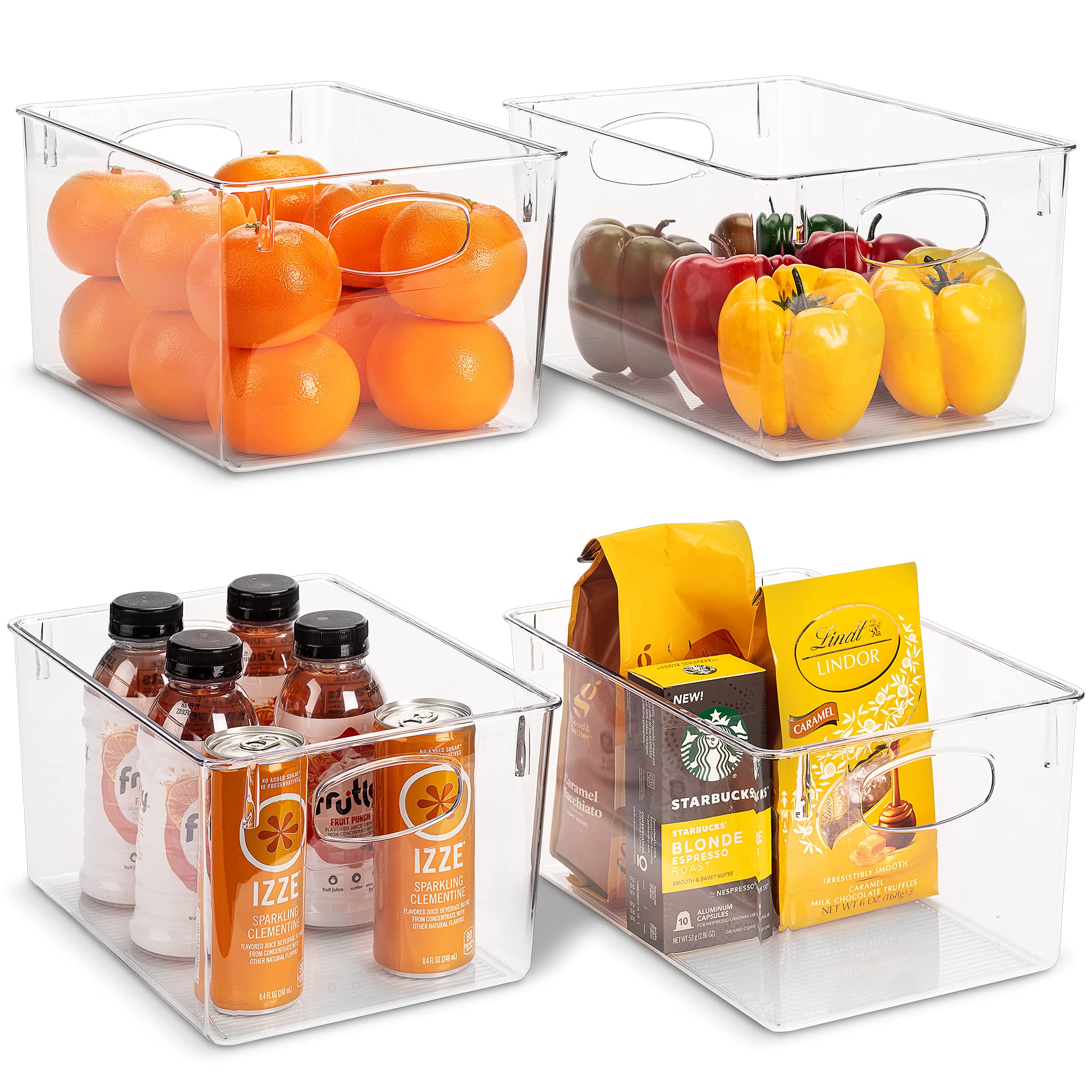Sorbus Large Clear Plastic Storage Bins for Shelves, Clothes, with Handle - Clear Storage Bins, Drawer, Shelf, Closet, Pantry, Fridge, Freezer Organizer Bins, Closet Organizers and Storage (2 pack)
