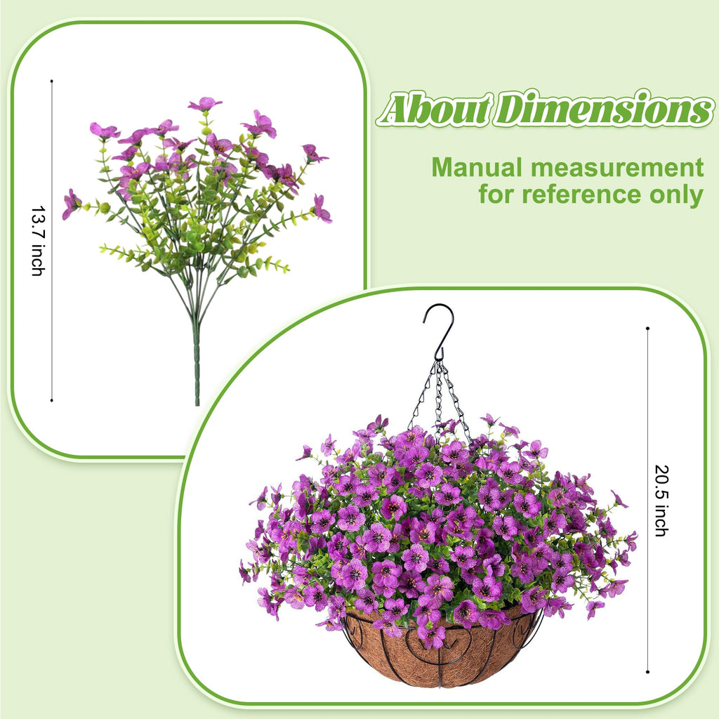 Ammyoo Artificial Faux Hanging Plants Flowers Basket for Spring Outdoor Decoration, Fake Silk Daisy UV Resistant Look Real with Eucalyptus Leaves Summer Outside Decor for Home Patio Garden