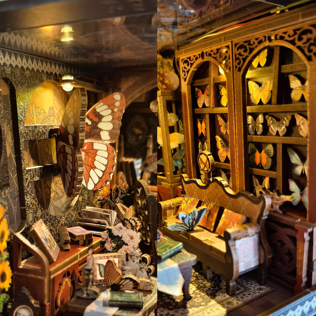 TOYQI DIY Book Nook Kit, Miniature House Dollhouse Kit for Adult and Teens, Book Nook Kits for Adults, Booknook Bookend Alley Model Build, Gifts for Family Friends - Spooky Horror Creepy Haunted House
