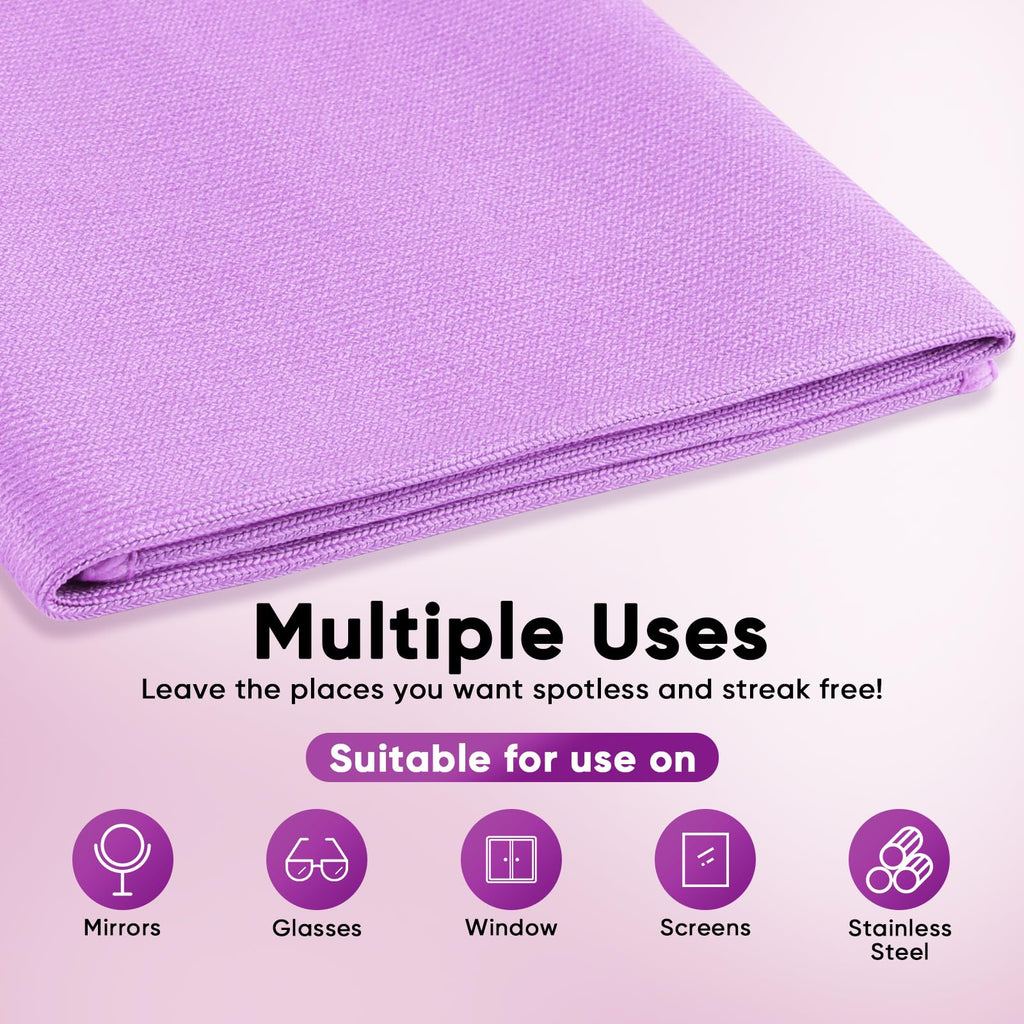 HOMEXCEL Microfiber Glass Cleaning Cloths 6 PK, Lint Free Streak Free, Reusable Microfiber Magic Cleaning Cloth for Cleaning Windows, Glasses, Mirrors, Screens, Stainless Steel, and More, Blue-14”×16”
