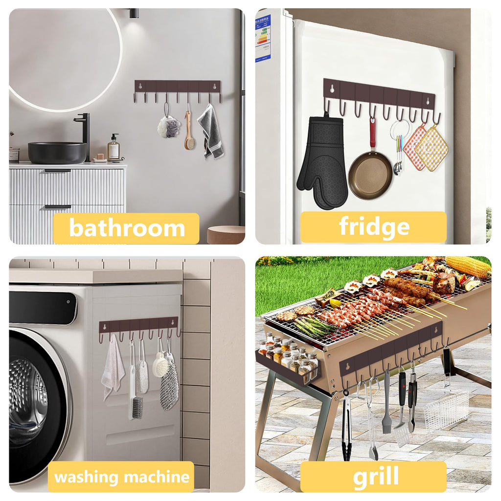 SMRCAD Magnetic Spice Rack Organizer for Fridge Seasoning Organizer for Kitchen storage with Screw Magnetic Shelf with Hook for Refrigerator and Oven (4pack1hook-Bronze)