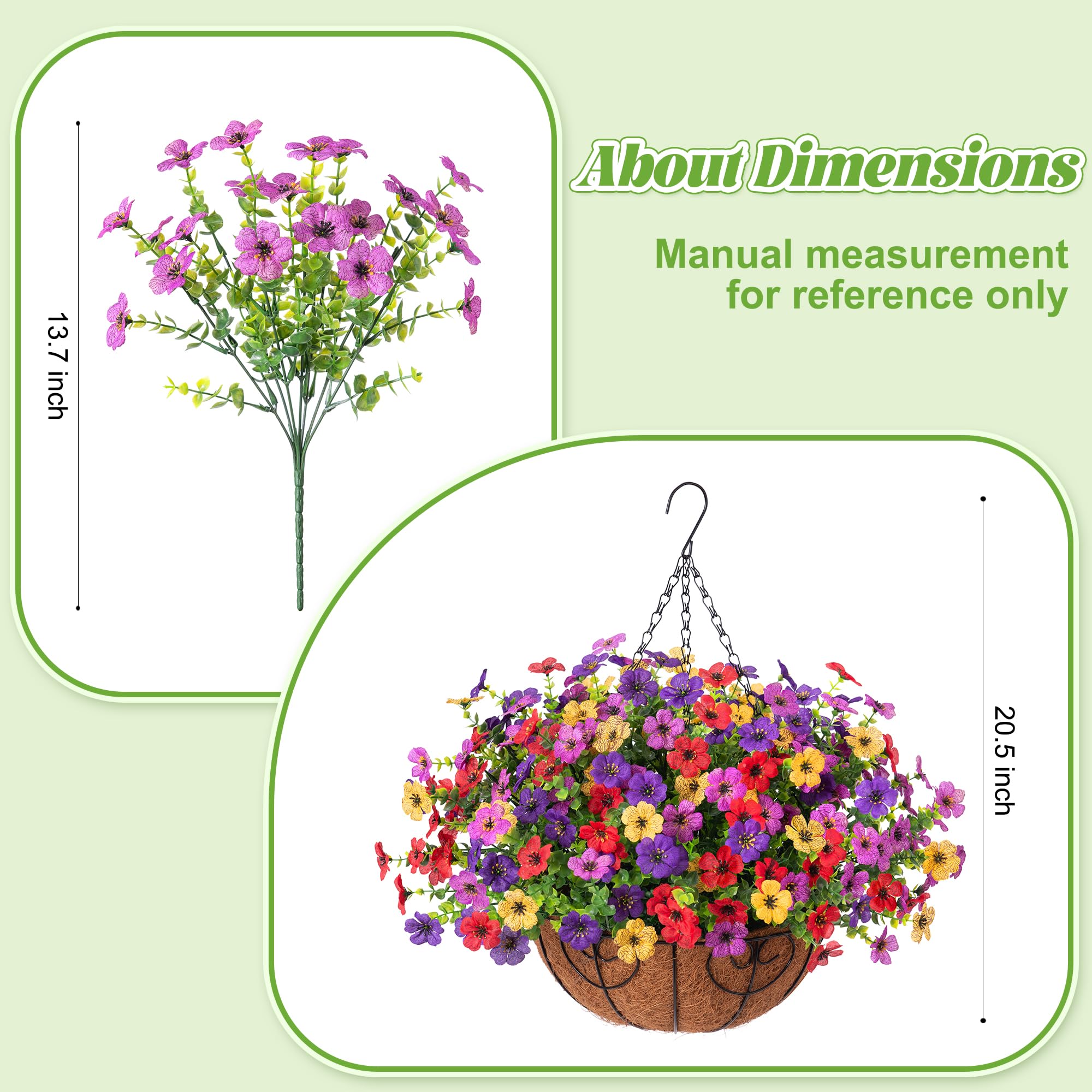 Ammyoo Artificial Faux Hanging Plants Flowers Basket for Spring Outdoor Decoration, Fake Silk Daisy UV Resistant Look Real with Eucalyptus Leaves Summer Outside Decor for Home Patio Garden
