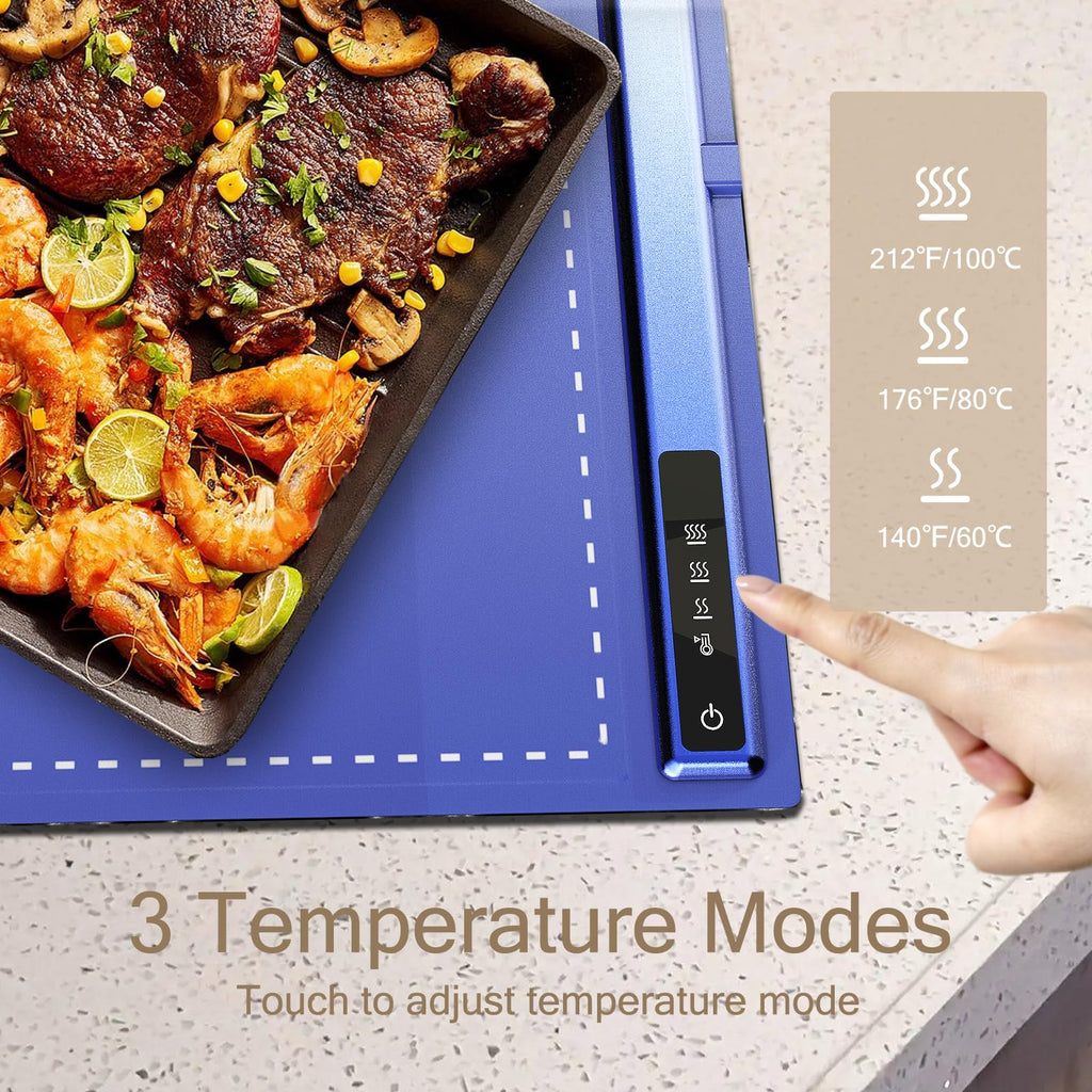 Upgrade Warming Mat for Food with Adjustable Temperature-Portable Electric Warming Tray,Roll Up Silicone Food Warmer for Parties with 3 Temperature Settings,Versatile Food Warmers for Parties Buffet