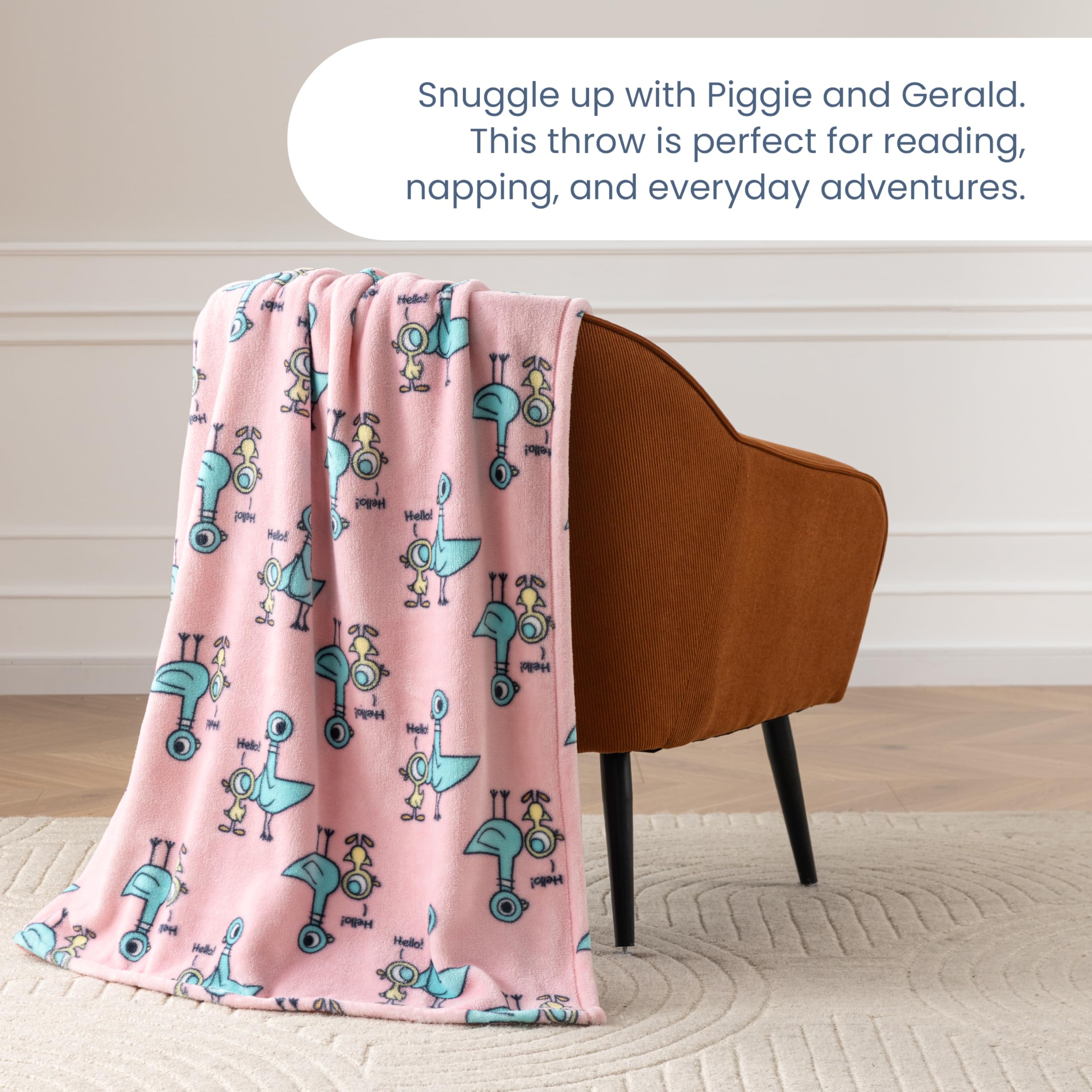 Berkshire Blanket VelvetLoft® Luxury Soft Polyester Throw Blanket, Don’t Let The Pigeon Drive The Bus, 50 x 70in(Official Mo Willems® Product)