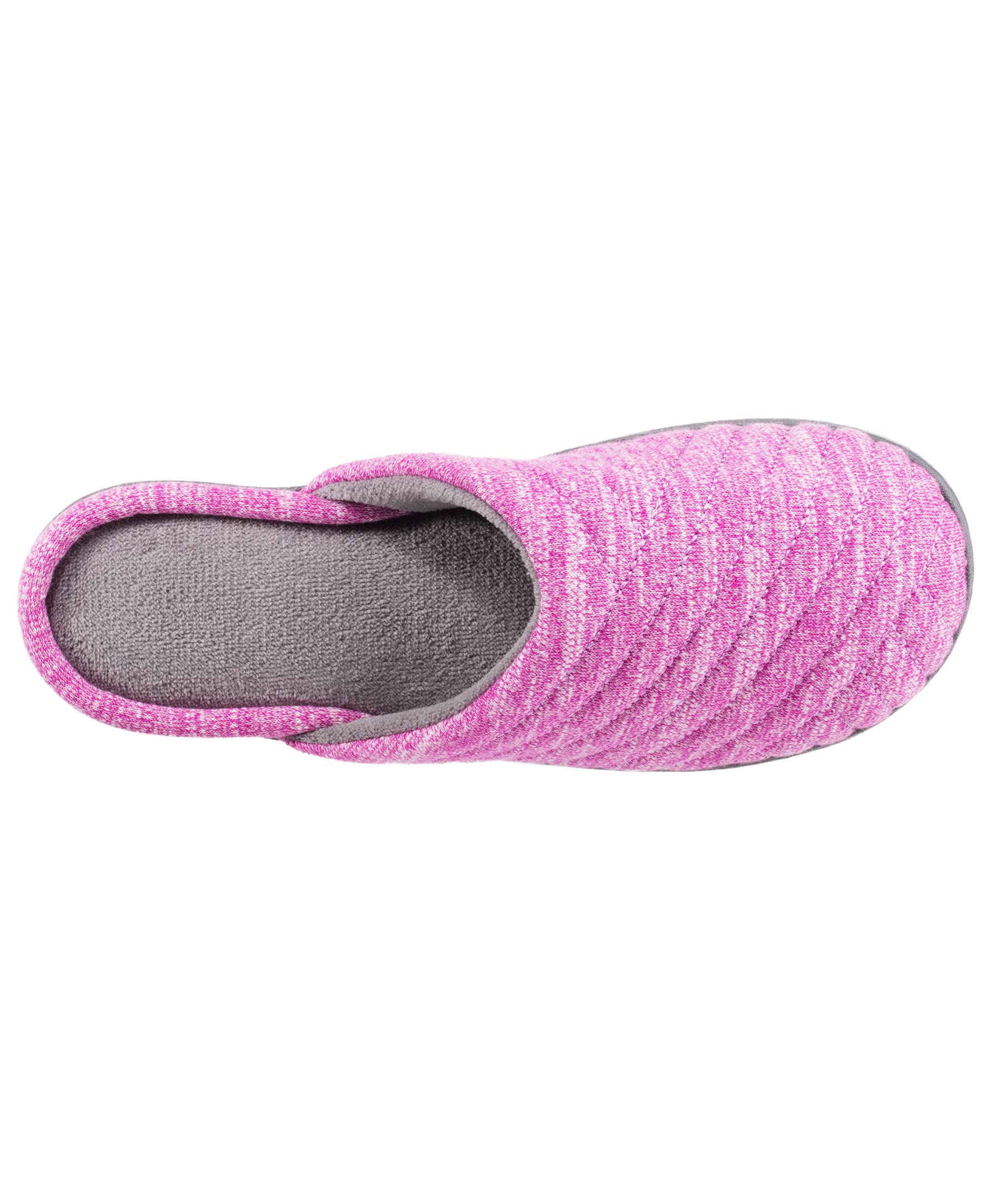 Isotoner Women's Premium Knit Slide Slippers - Moisture-Wicking Lining, Rubber Indoor/Outdoor Sole - Machine Washable House Shoes
