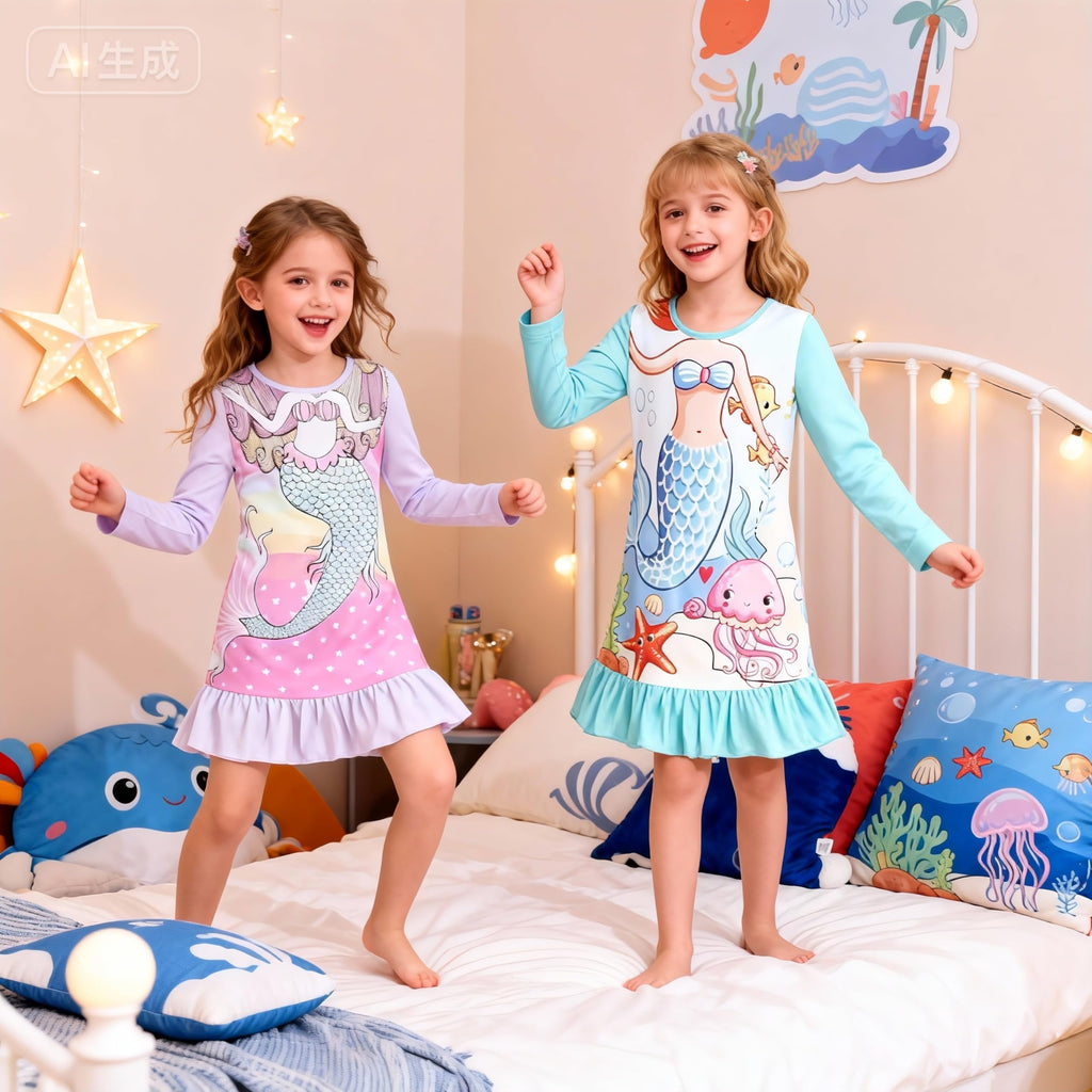 Nightgowns for Girls Kids Pajamas Princess Dress Sleepwear Night Gown 3-10 Years