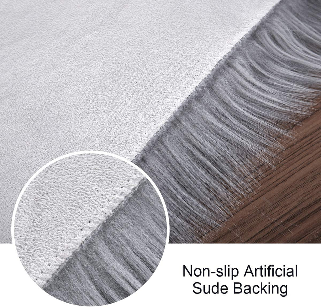 Softlife Black Faux Fur Sheepskin Chair Cover Seats Cushion Pad Super Soft Area Rugs for Living Bedroom Sofa Dorm (1.6ft x 1.6ft)