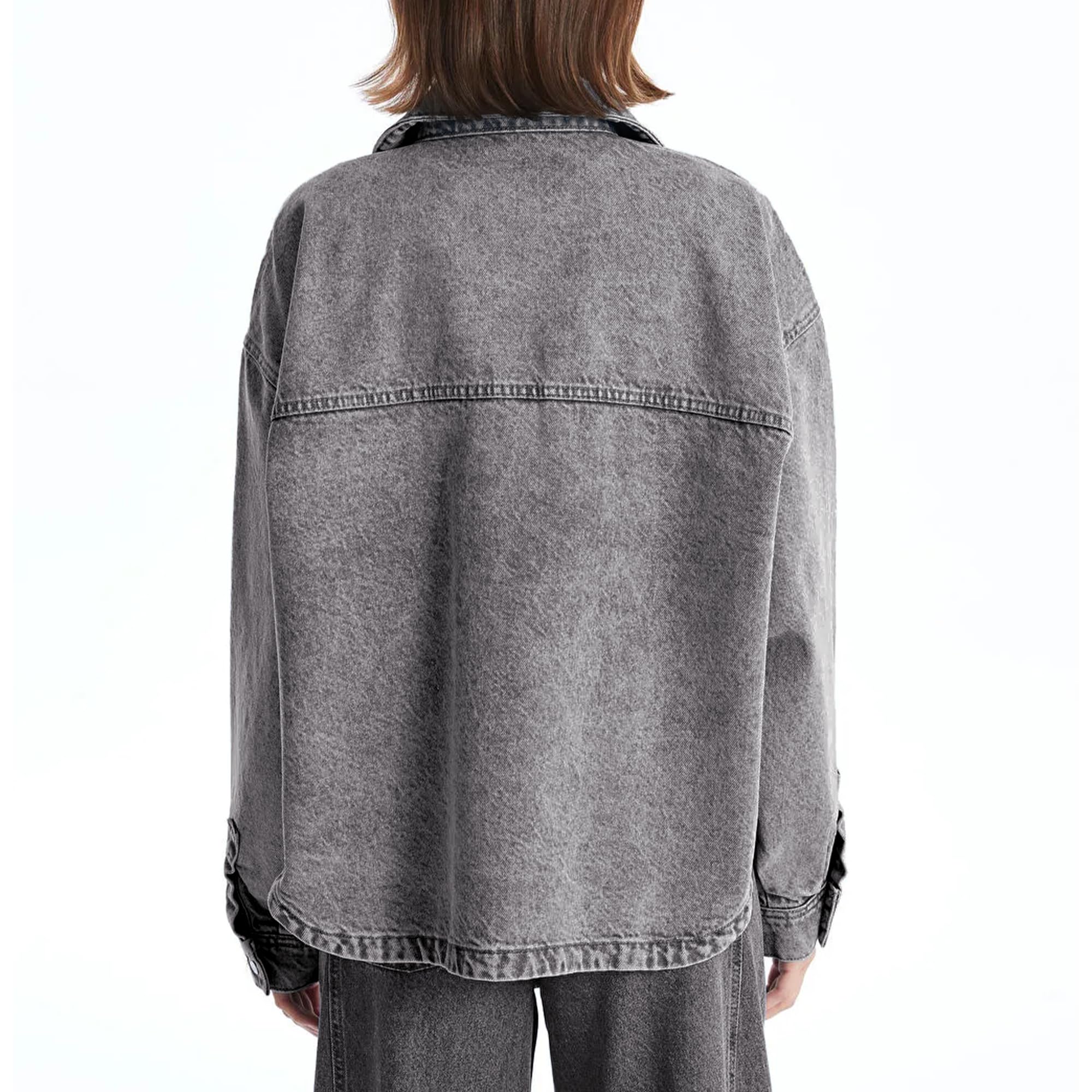 Hixiaohe Jean Jackets for Women Trendy Button Up Denim Shirt Jacket Oversized Long Sleeve Coat Fashion Clothes with Pockets