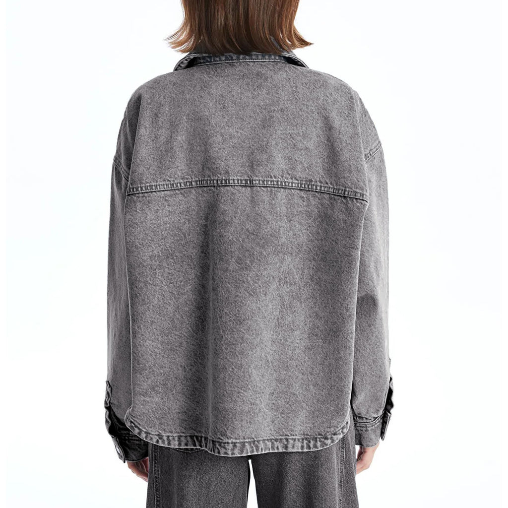 Hixiaohe Jean Jackets for Women Trendy Button Up Denim Shirt Jacket Oversized Long Sleeve Coat Fashion Clothes with Pockets