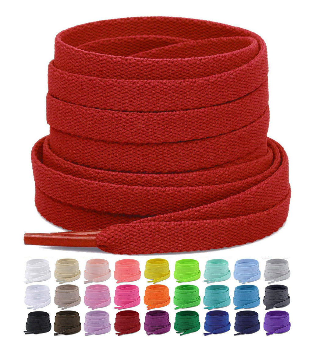 Upgrade Tight Weave Flat Shoelaces 28 Colors 5/16" Wide Shoe Laces for Sneakers - 2Pairs