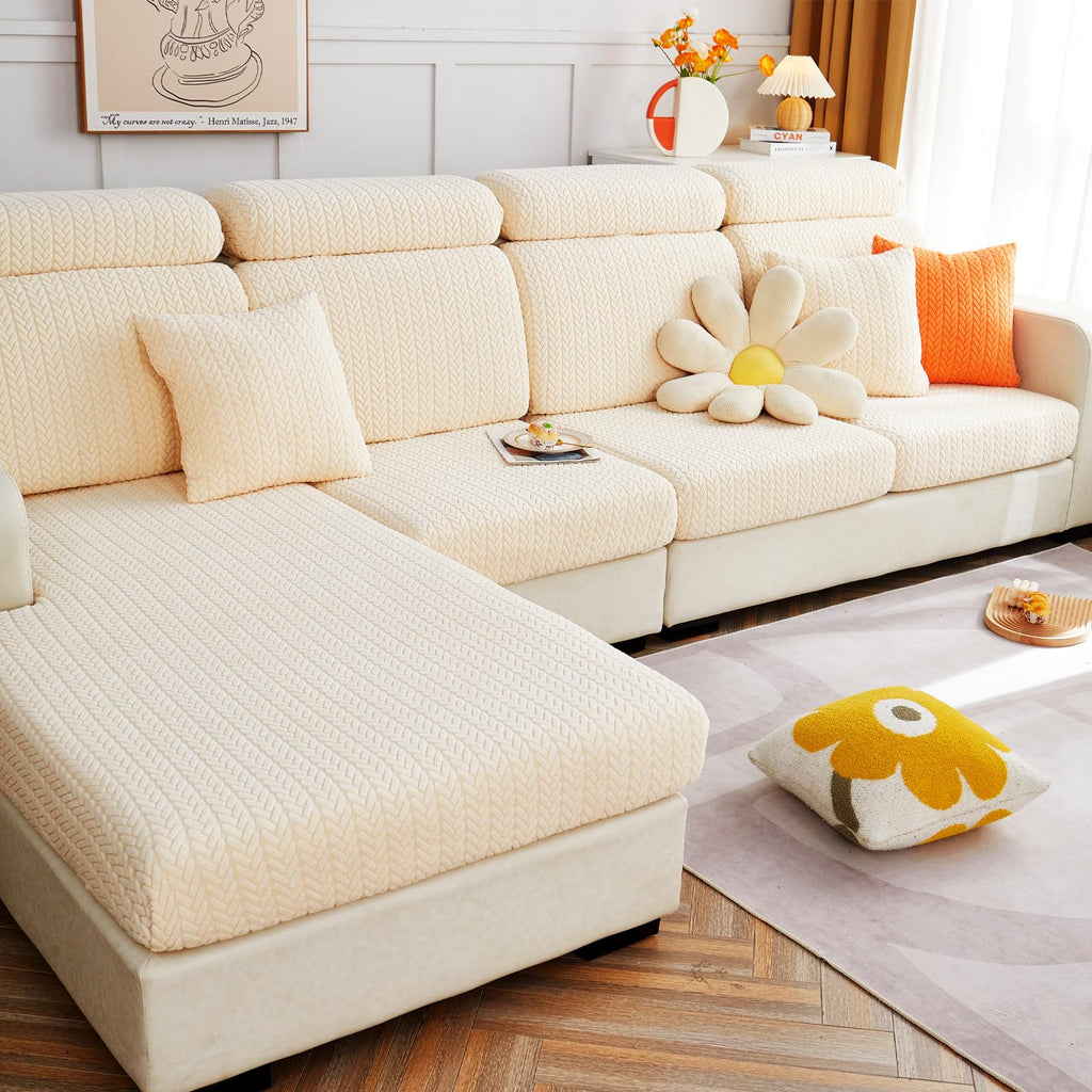 Yoovat Sofa Covers Soothing Home Sofa Covers Sofa Hero Covers Couch Cushion Covers for Dogs Stretch Couch Covers Slipcovers for Couches and Sofas (Wheat-Blue,Large Single Seat Cover)