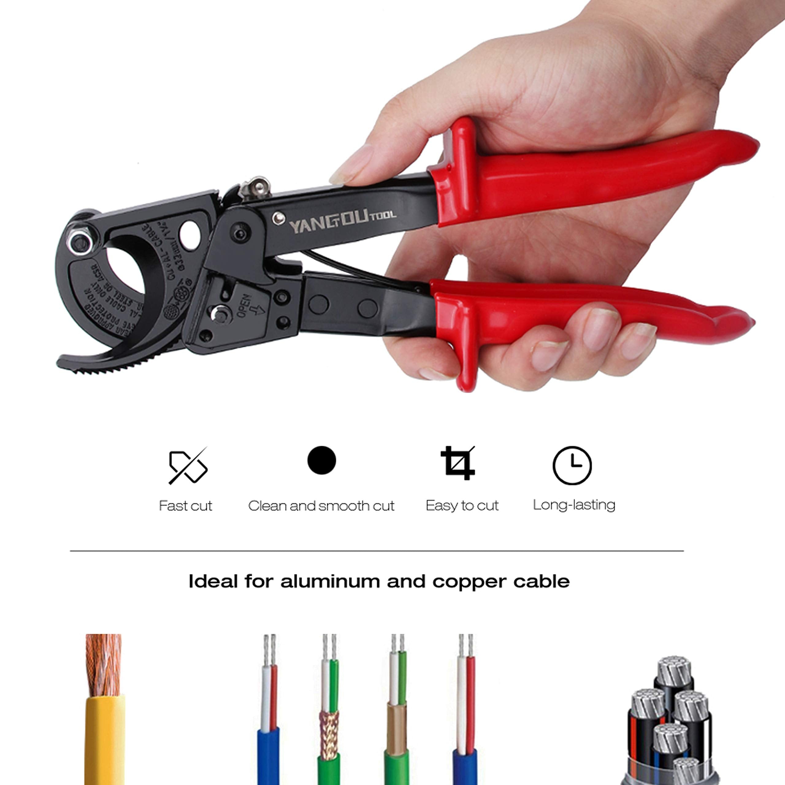 Yangoutool Heavy-Duty Ratcheting Cable Cutters for Large Copper, Aluminum, and Armored Cables - J40 Wire Cutter up to 300 mm², Electrical Wire Cutting Tool