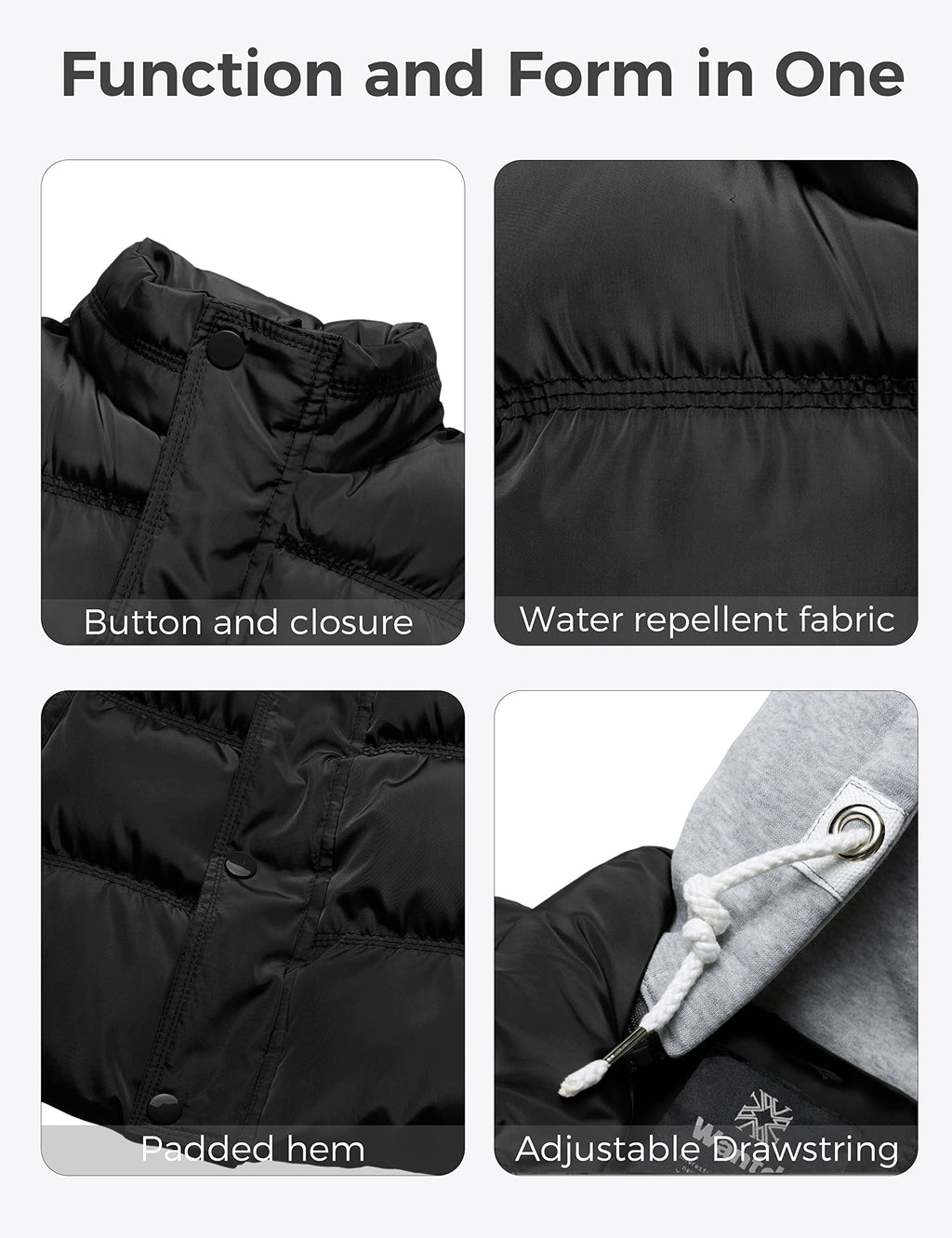 Wantdo Women's Quilted Puffer Vest Thicken Warm Winter Coat with Removable Hood