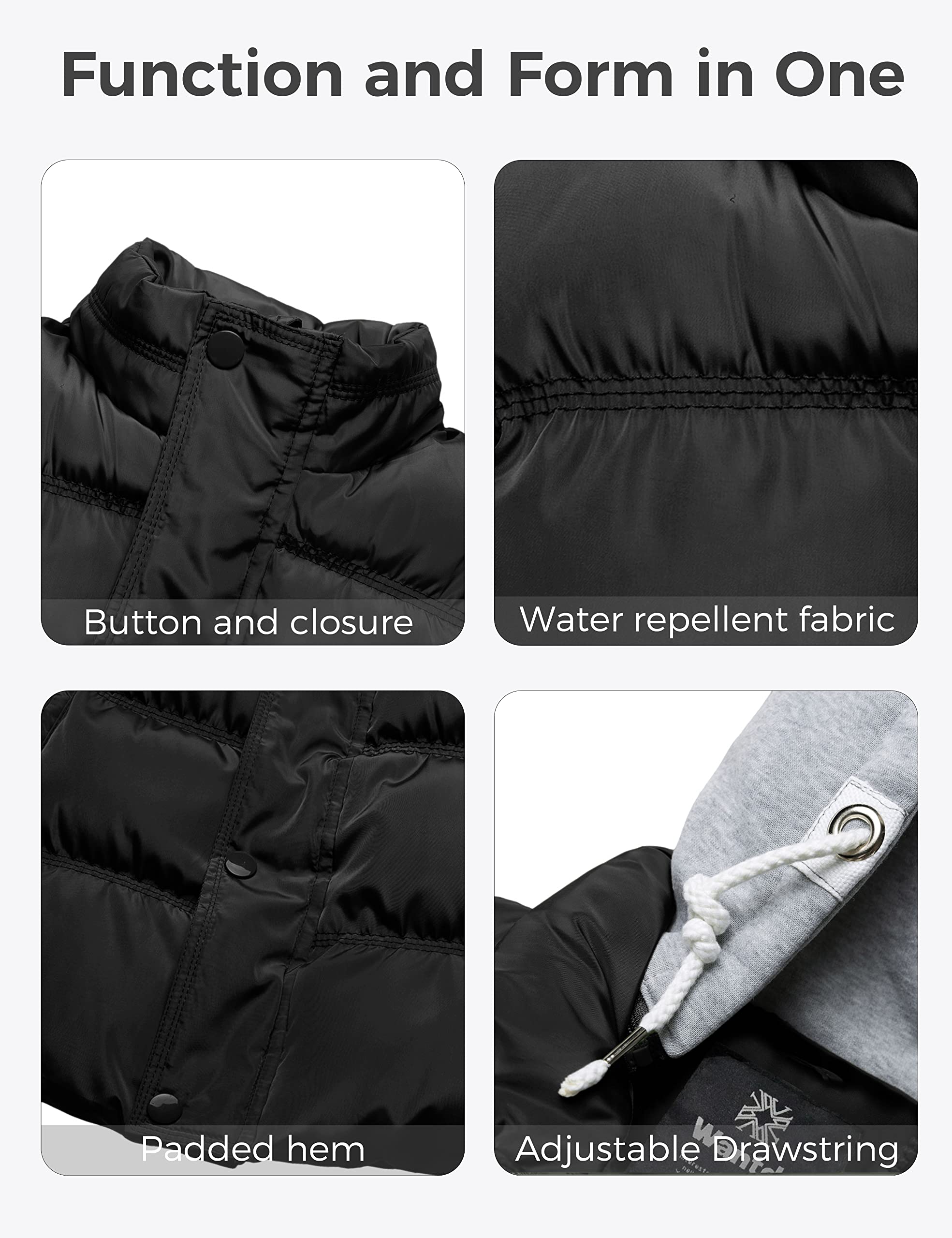 Wantdo Women's Quilted Puffer Vest Thicken Warm Winter Coat with Removable Hood