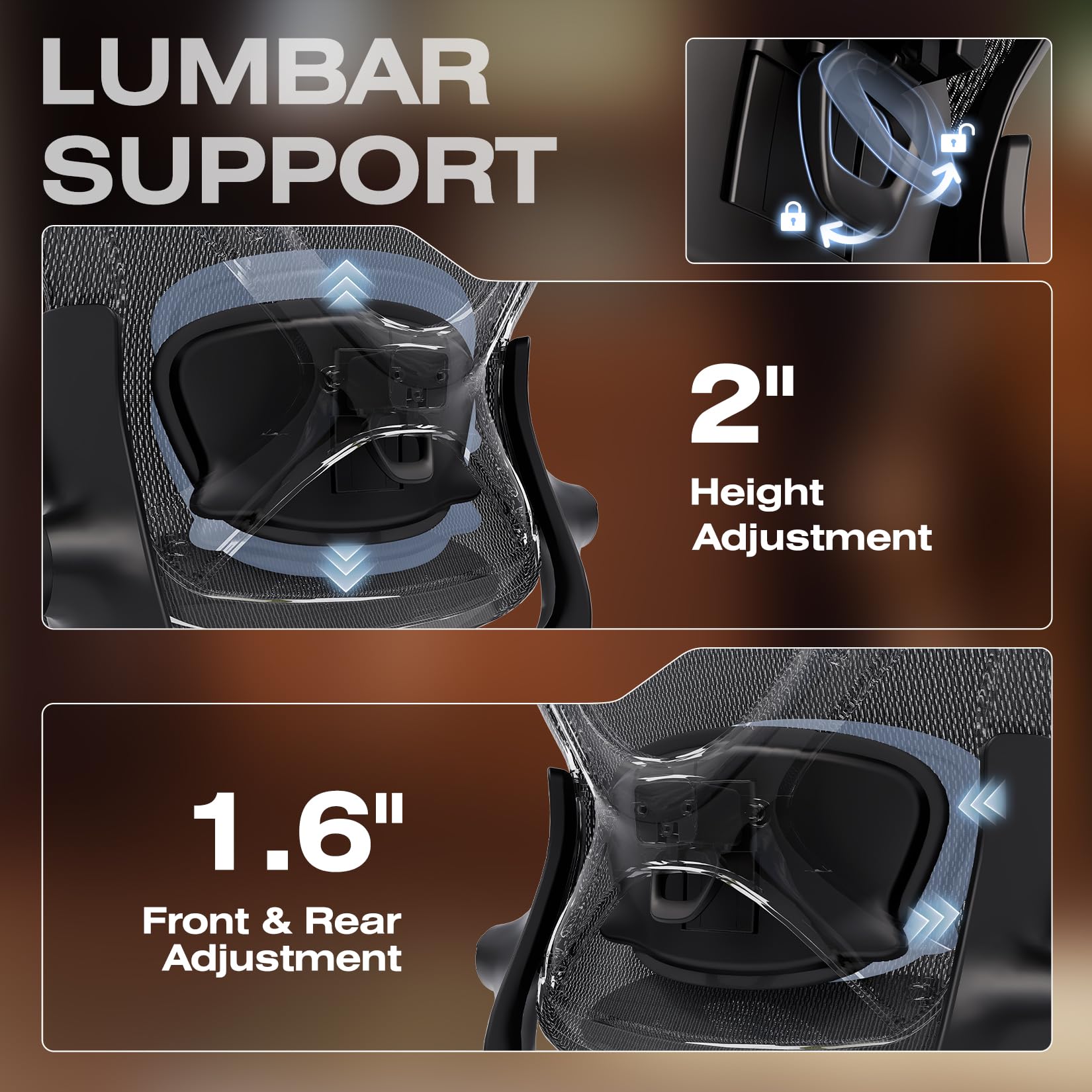 ELABEST X100 Ergonomic Office Chair with Footrest, Big and Tall Home Desk Chair with 5D Flip-Up Arms, Adjustable 3D Lumbar Support,High Back Rolling Computer Chair, Swivel Mesh Chairs (Coffee Break)