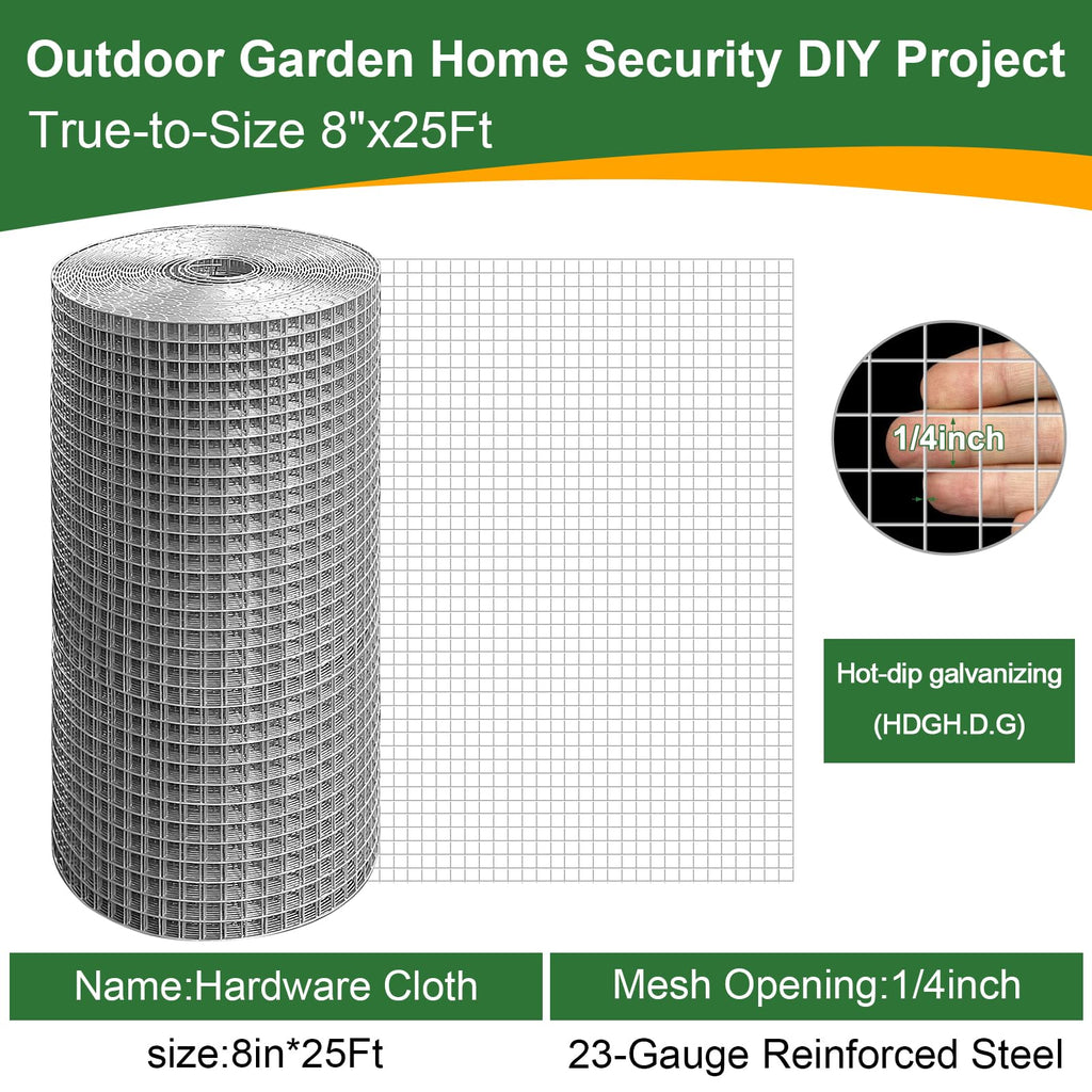 4in x 20ft Hardware Cloth Hot-Dip Galvanized Welded Chicken Wire Fencing - Heavy Duty 1/4inch 19 Gauge Wire Mesh for Garden, Chicken Coop, Rabbit Cage, Rodent & Predator Protection