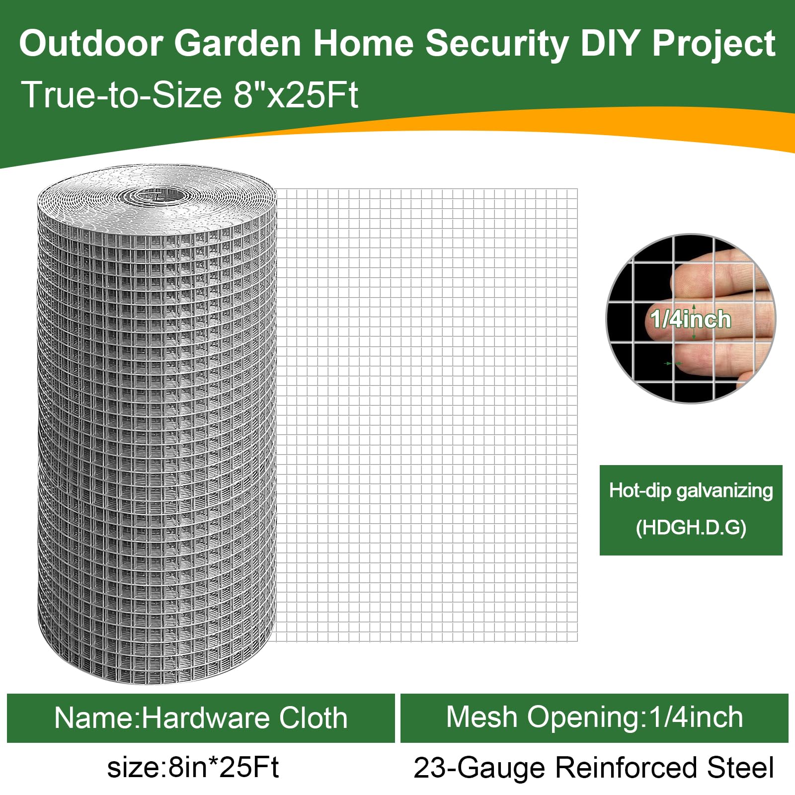 4in x 20ft Hardware Cloth Hot-Dip Galvanized Welded Chicken Wire Fencing - Heavy Duty 1/4inch 19 Gauge Wire Mesh for Garden, Chicken Coop, Rabbit Cage, Rodent & Predator Protection
