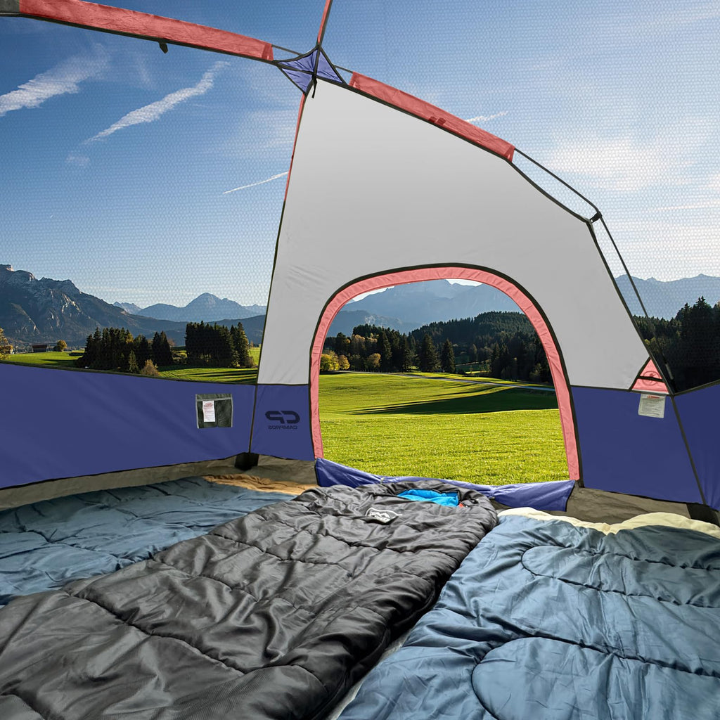 CAMPROS CP Camping Tent 2/4/6 Person, Waterproof Windproof Double Layer Dome Tent, Easy Setup with Large Mesh Windows & Wide Door for Outdoor Camping Backyard