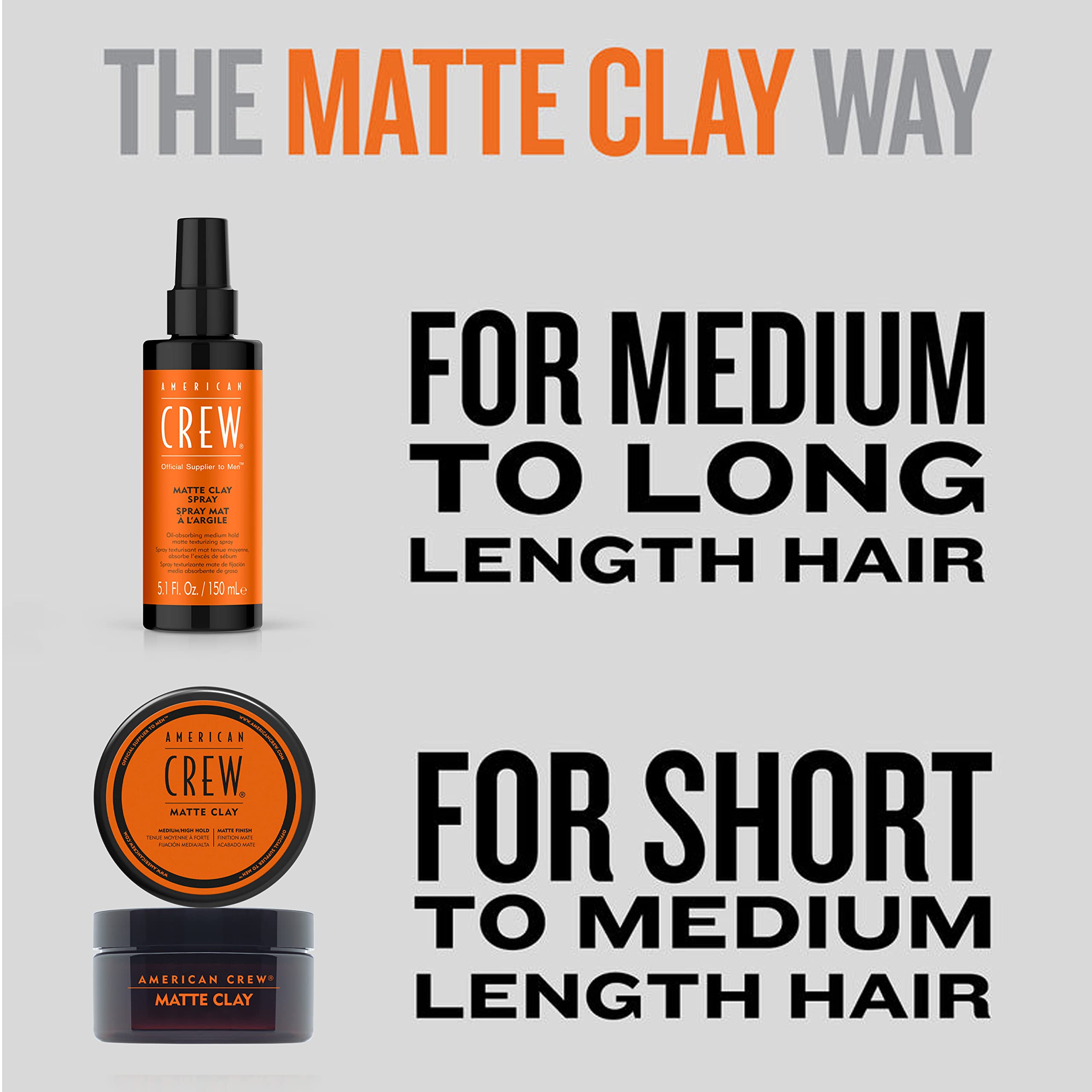 American Crew Matte Clay Spray For Men, Texturizing Spray with Matte Finish, Adds Texture, Volume & Thickness, 5.1 oz