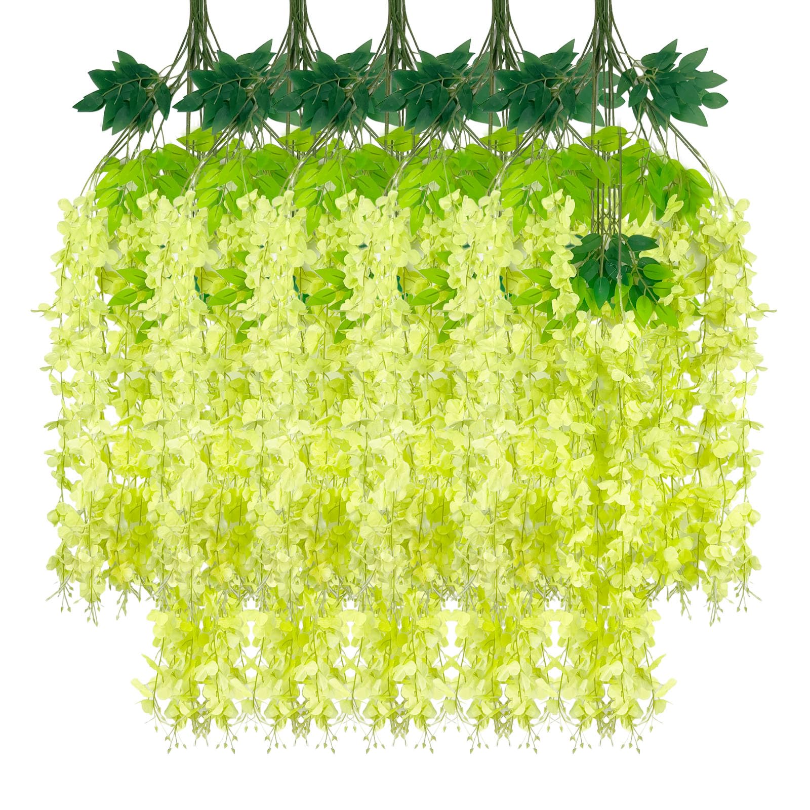 5 Pack Pink Wisteria Hanging Flowers Garland, 3.77 Feet Artificial Flower Vines, Fake Wisteria, Artificial Vines Hanging Garland for Backdrop Outdoor Yard Garden Decor