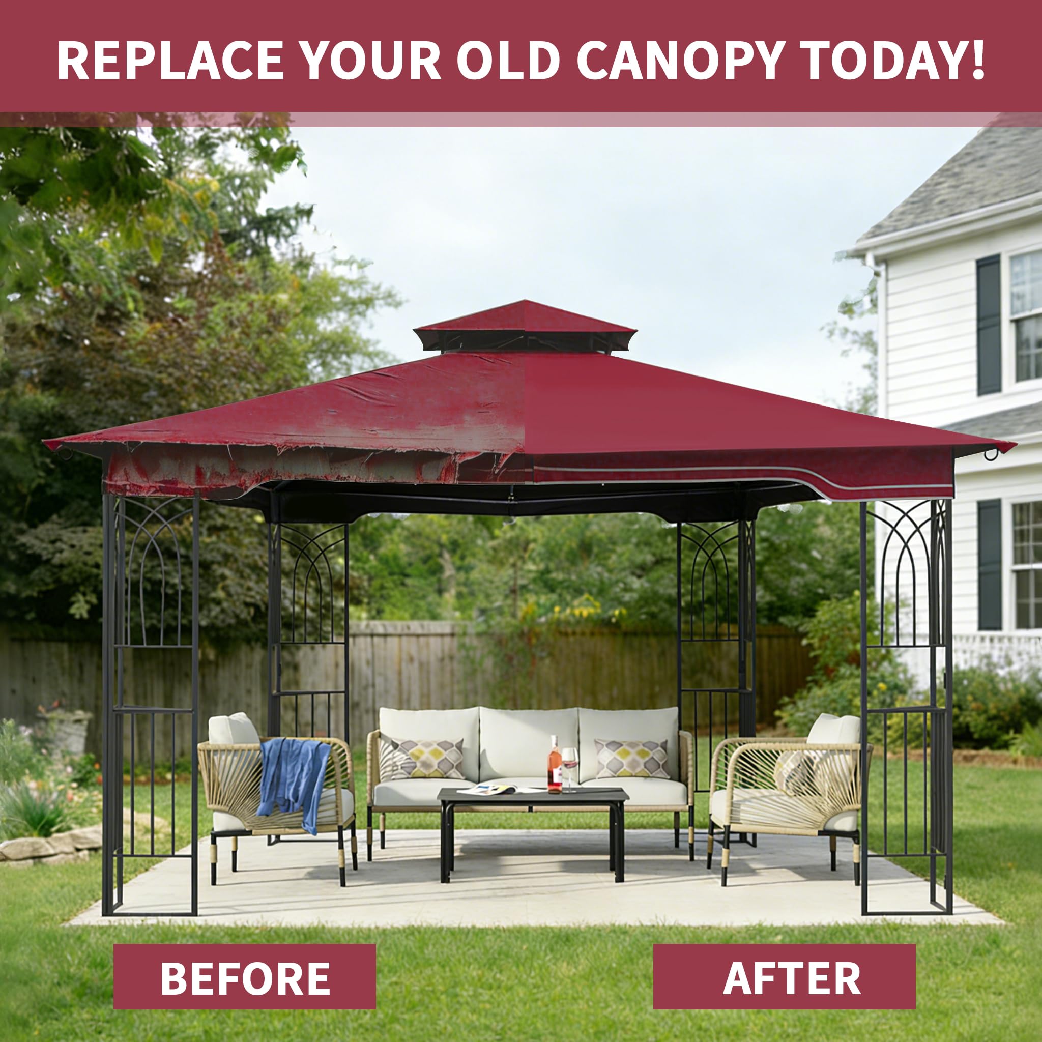 SCOCANOPY Replacement Gazebo Canopy Compatible with 10 x 12 Regency II Patio Gazebo Model L-GZ798PST,A101004104,A101004105,(Forest Green)