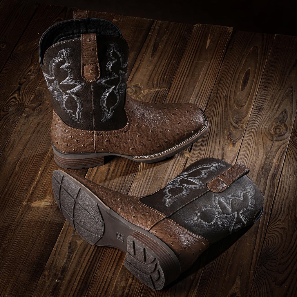 Cowboy Boots For Men - Western Boot Men's Cowboy Boots With Square Toe | Cowboy Western Boot | Pull-on Boots| Old West Style Embroidered