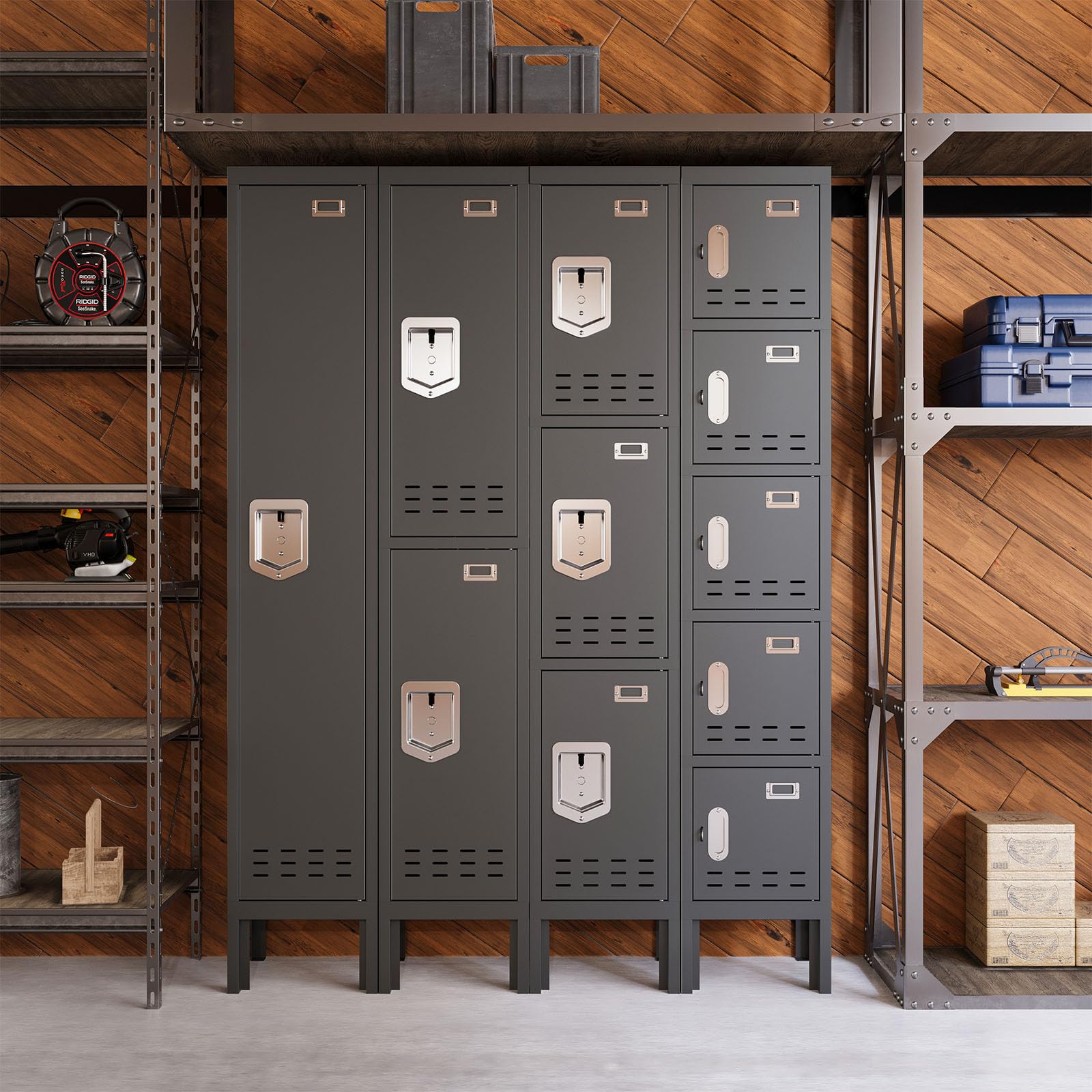 Lockers,Metal Locker, (Beige, 1 Door - (66.15" H x 11.8" W x 11.8" D))