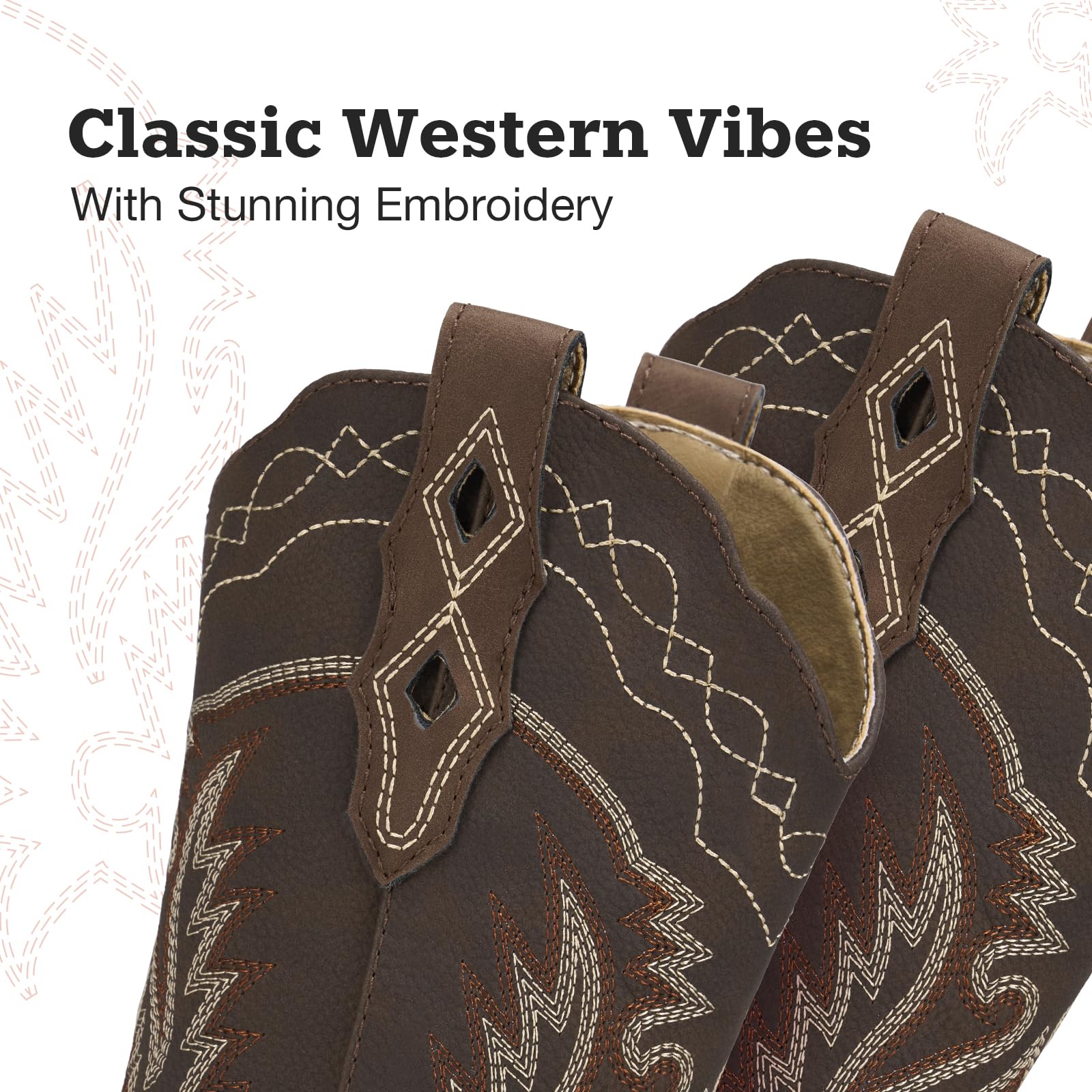 Rollda Kids Cowboy Boots Western Round Toe Cowgirl Boots for Boys Girls Toddler/Little Kid/Big Kid