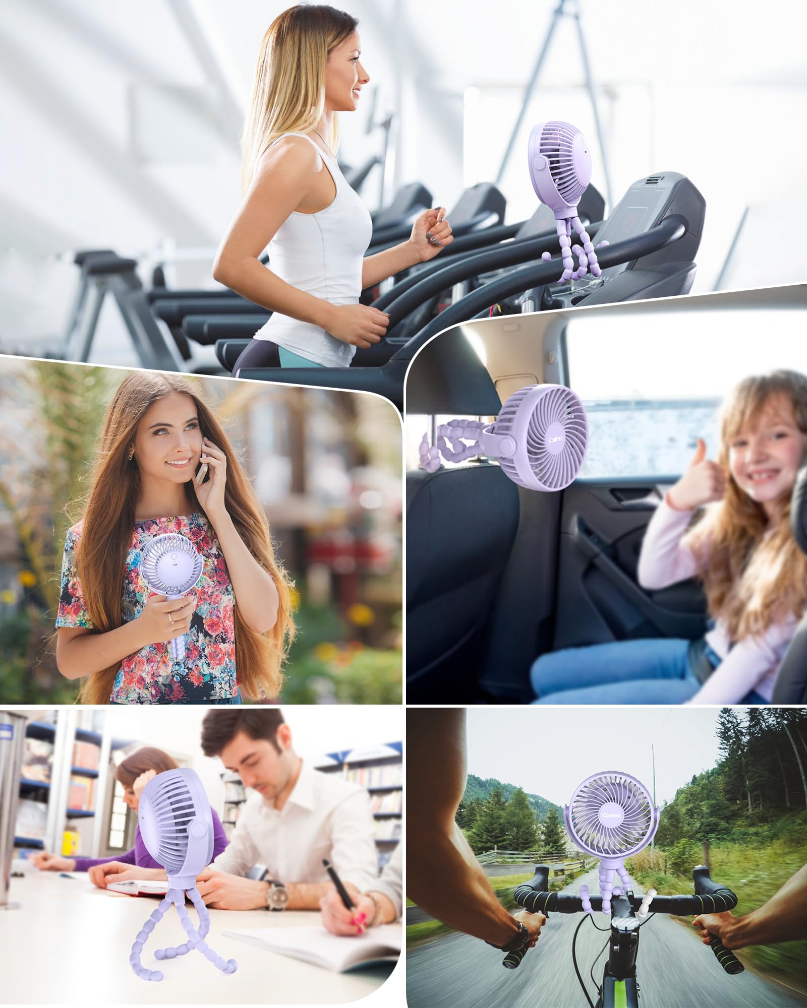Coohea Stroller Fan Clip on for Baby, 4000mAh Rechargeable Battery Operated, Flexible Tripod, 3 Wind Speed, 360° Rotatable, Small Cooling Portable Fan for Car Seat Crib Golf Cart Bike Treadmill, Black