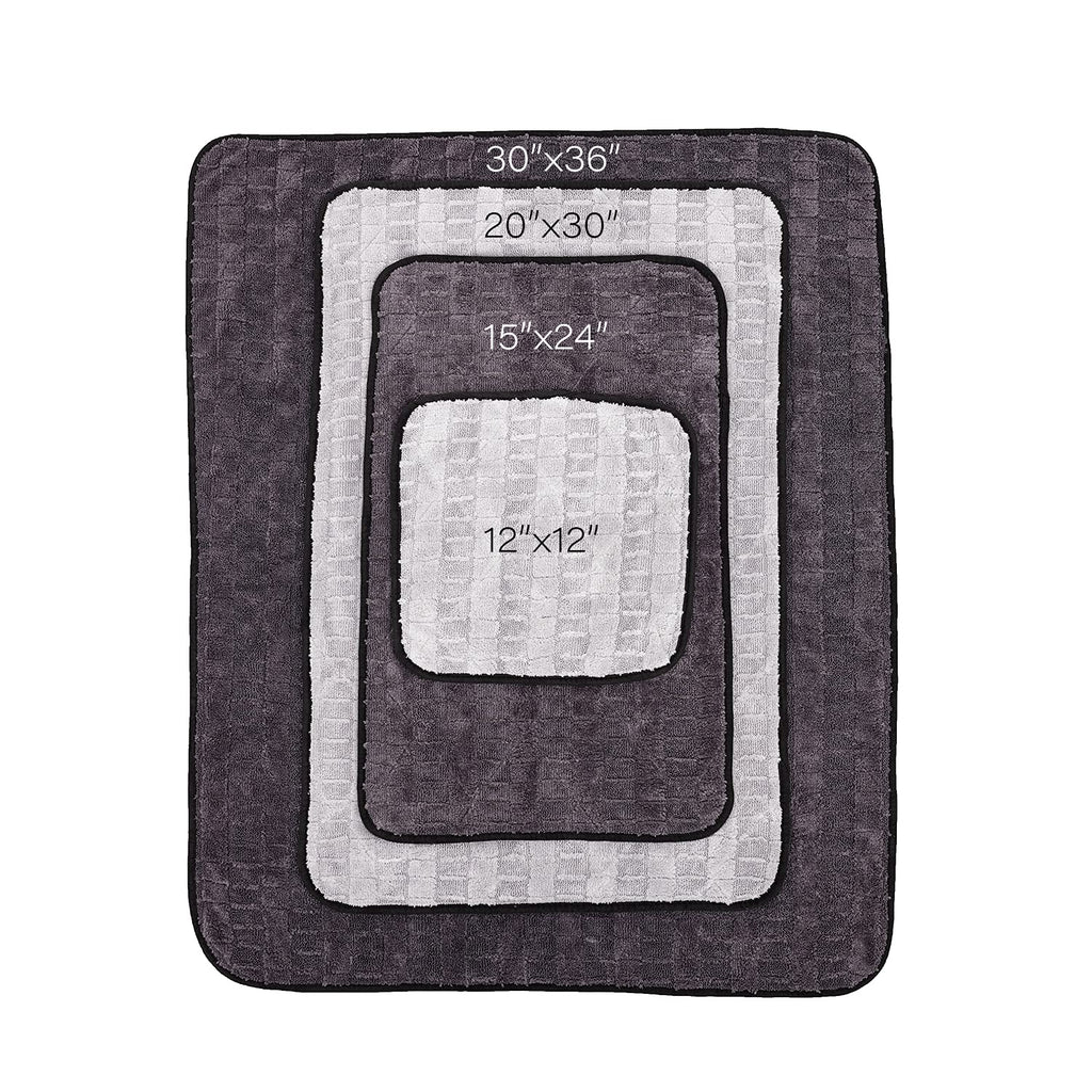 The Rag Company Gauntlet Car Drying Towel, Ultra-Absorbent 70/30 Blend Korean Microfiber, Dries Vehicles Faster Without Scratching, 900 GSM, 12x12 Inches, Ice Grey/Grey, 3-Pack