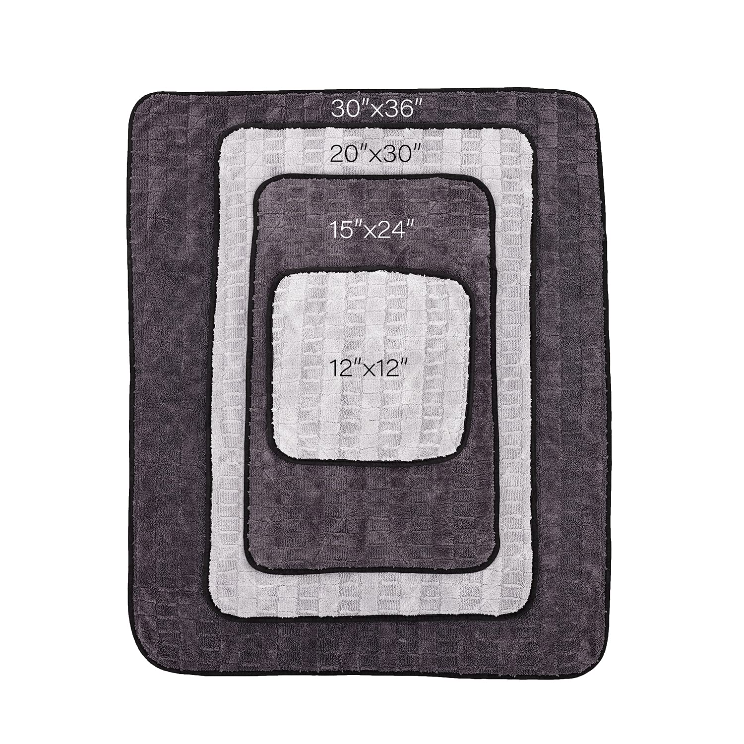 The Rag Company Gauntlet Car Drying Towel, Ultra-Absorbent 70/30 Blend Korean Microfiber, Dries Vehicles Faster Without Scratching, 900 GSM, 12x12 Inches, Ice Grey/Grey, 3-Pack