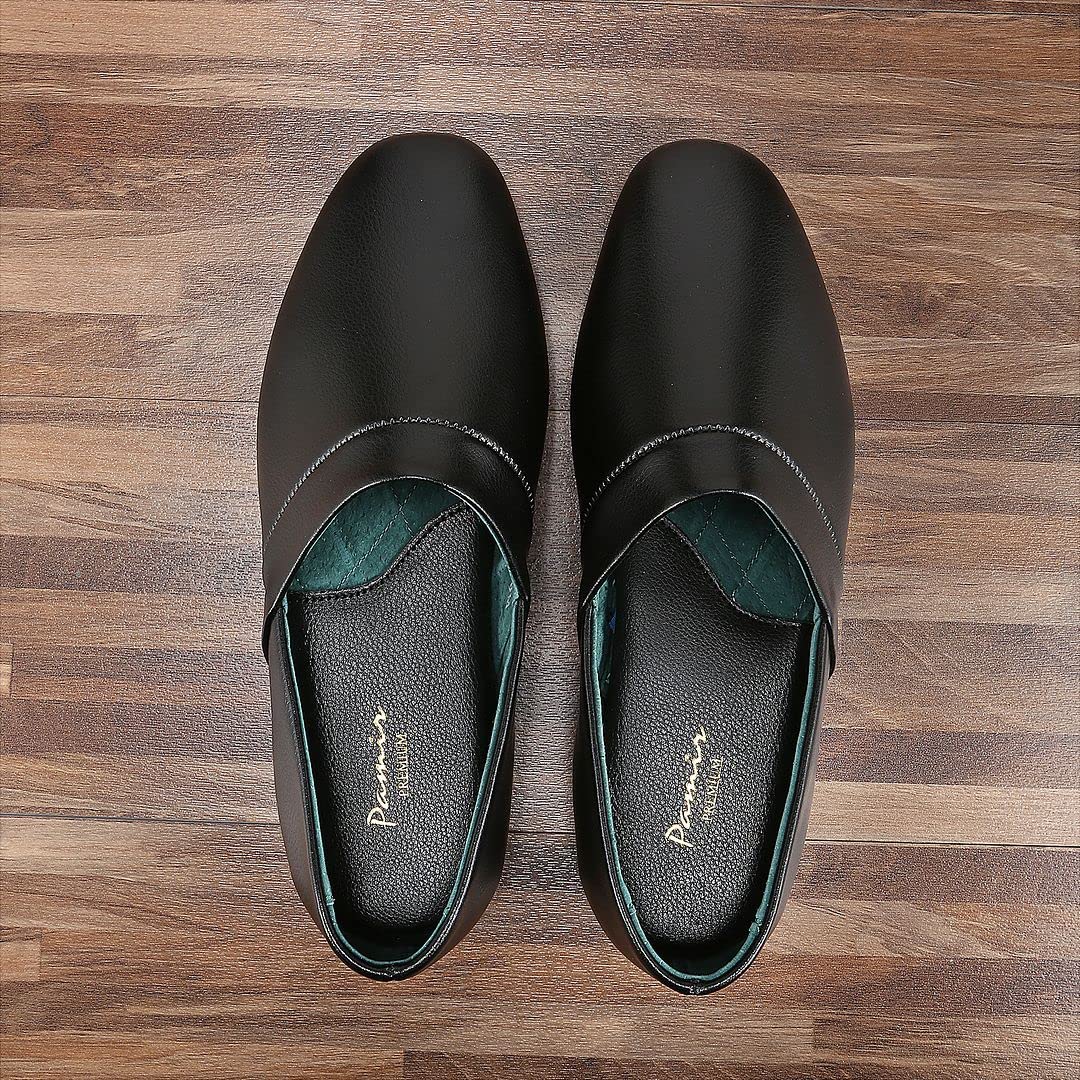PAMIR Men's Opera Genuine Leather House Slippers | Full back slippers, 100% breathable leather, silent suede outsole, memory foam, hand turned, great gift for him