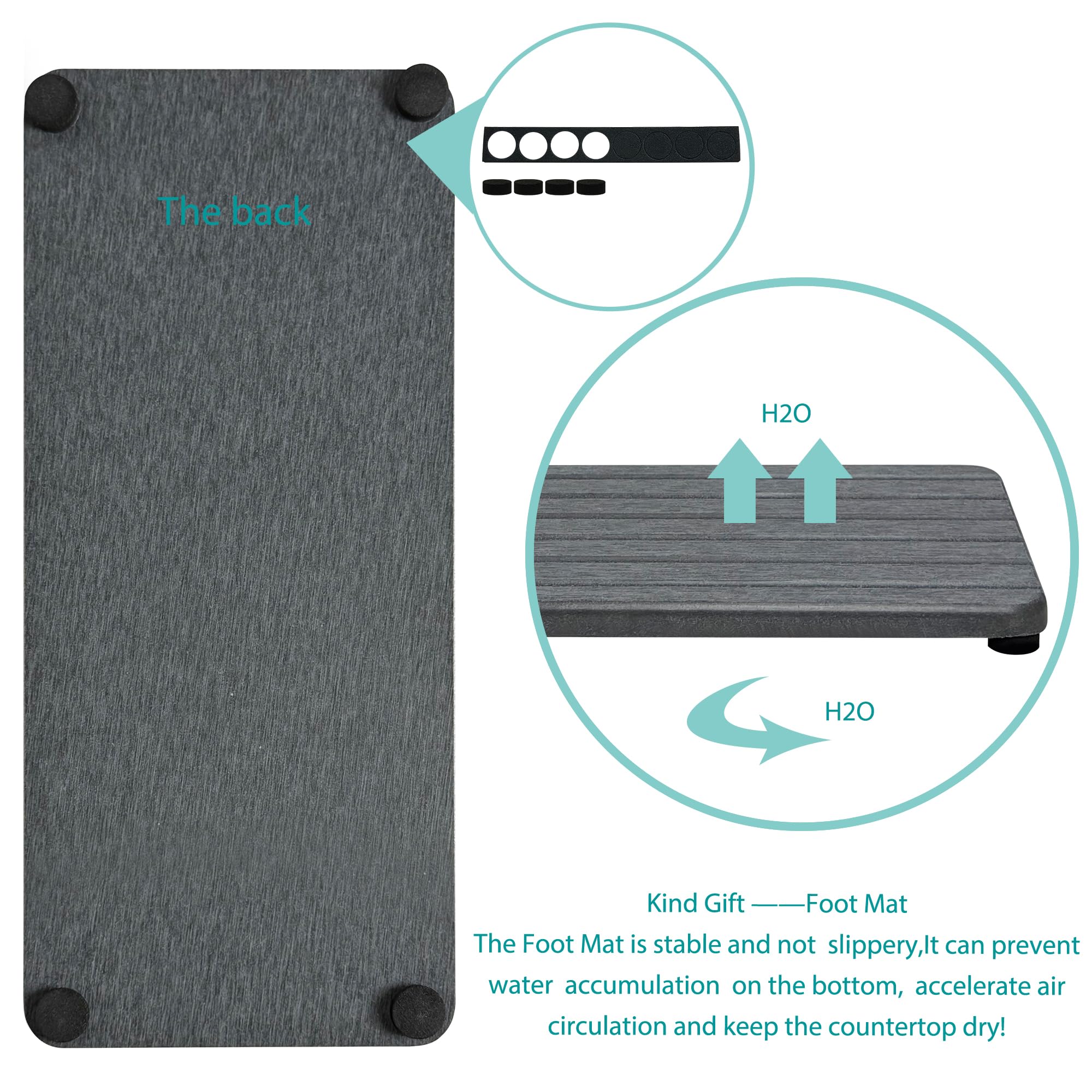 NiuYichee 2 PCS Water Absorbent diatomite Coasters, 7.1" x 3.5" Water Absorbing Stone Tray for Sink, Stone Drying mat for Kitchen Counter, Stone soap Tray Used for Hand Soaps & toiletries & Plants
