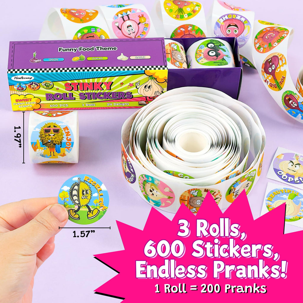 HORIECHALY 3 Rolls Scratch and Sniff Stickers for Kids, 600PCS Smelly Scented Stickers, Kid's Reward Sticker, Classroom Teacher Must Haves, School Supplies Incentives Christmas Children‘s Gift-1.57''