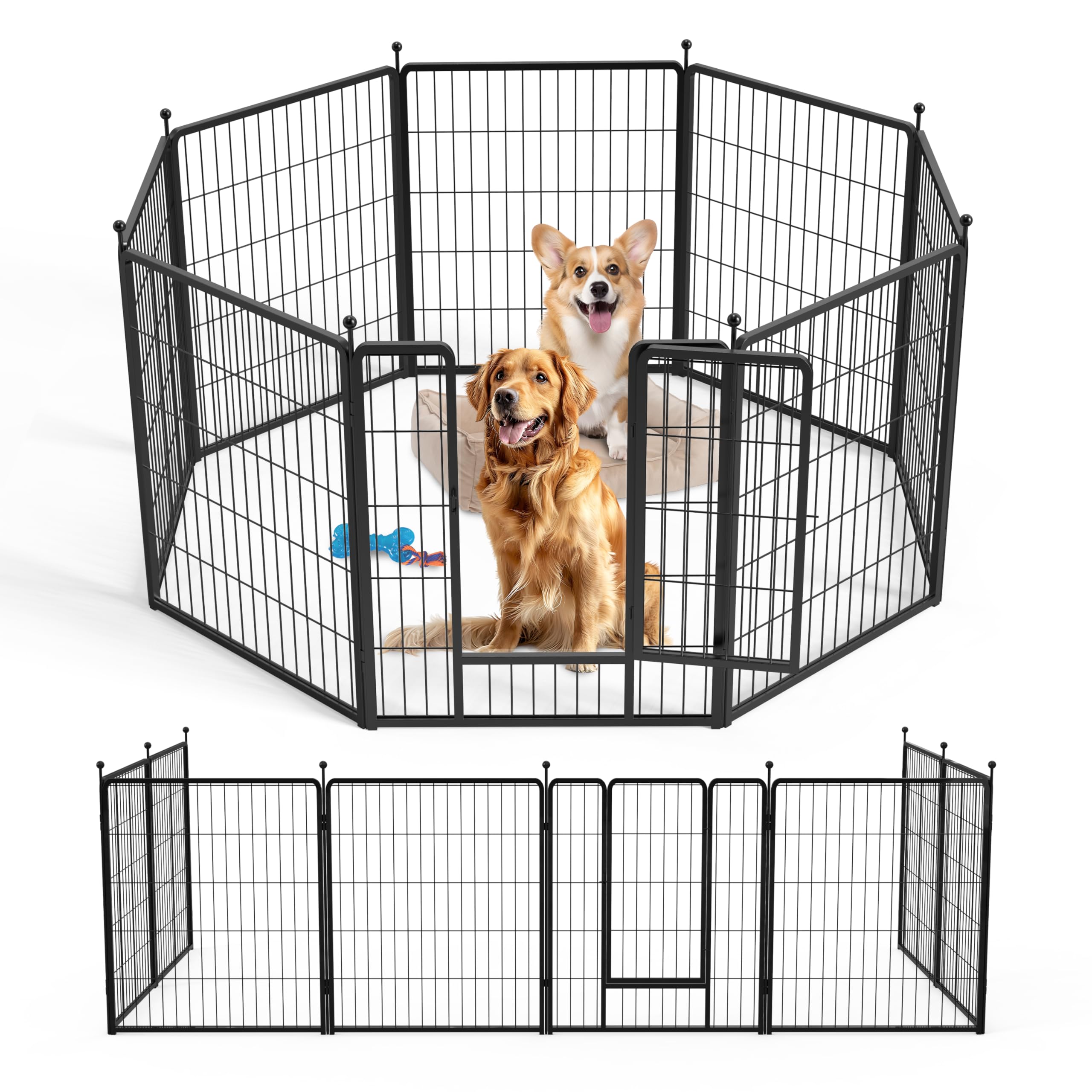 Dog Playpen 24 Inch 8 Panels, Ideal Dog Fence for Puppy/Small Dogs Indoor & Outdoor Bliss, Perfect Dog Pen for Camping, Yard, RV, Garden Fence, Black
