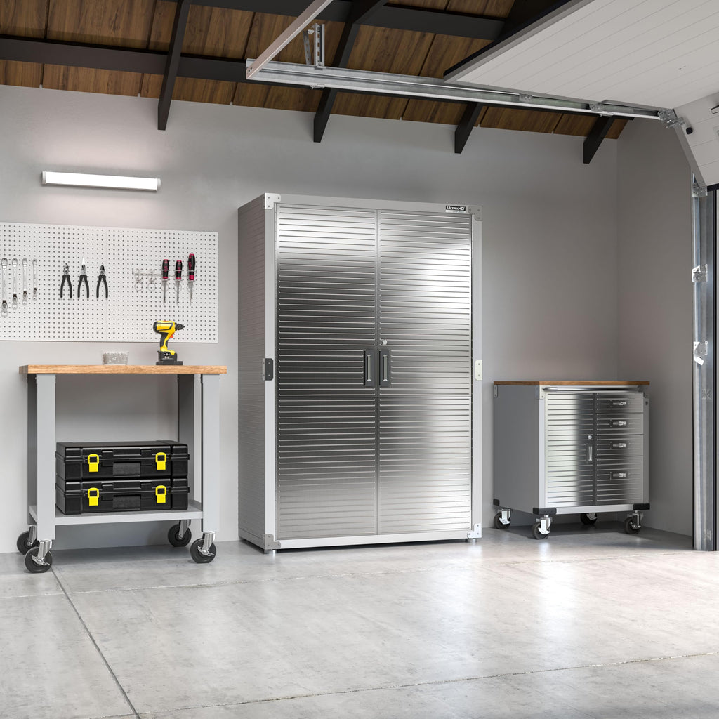 Seville Classics UltraHD Solid Steel Lockable Metal Storage Cabinet Locker Organizer, w/Adjustable Shelves for Garage, Warehouse, Office, Classroom, Granite, 30" W x 18" D x 72" H