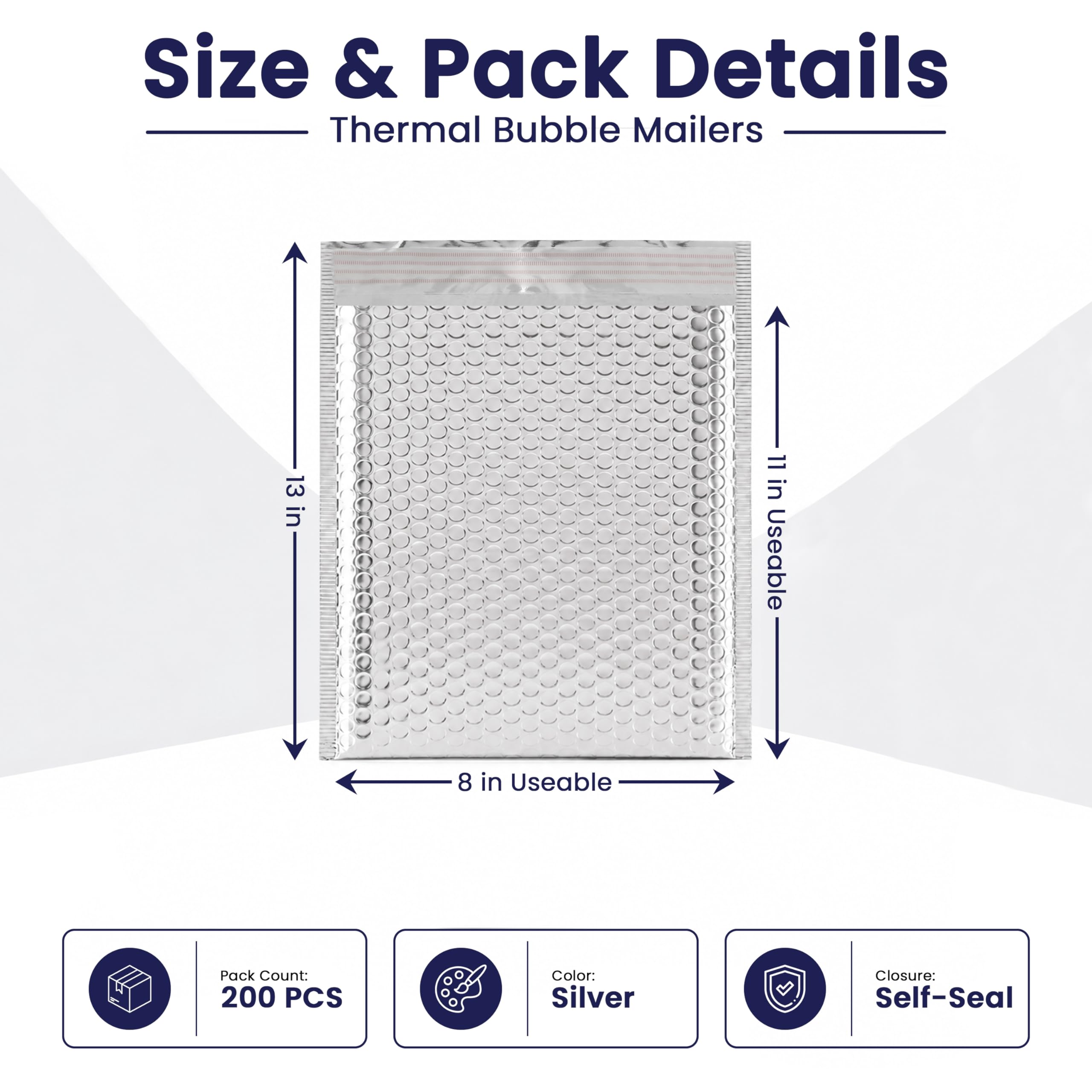 200-Pack Insulated Silver Thermal Bubble Mailers 6 x 7 - Waterproof Metallic Foil Self-Sealing Padded Envelopes for Cold Shipping, Perishables, Food, Cosmetics, Pharmaceuticals