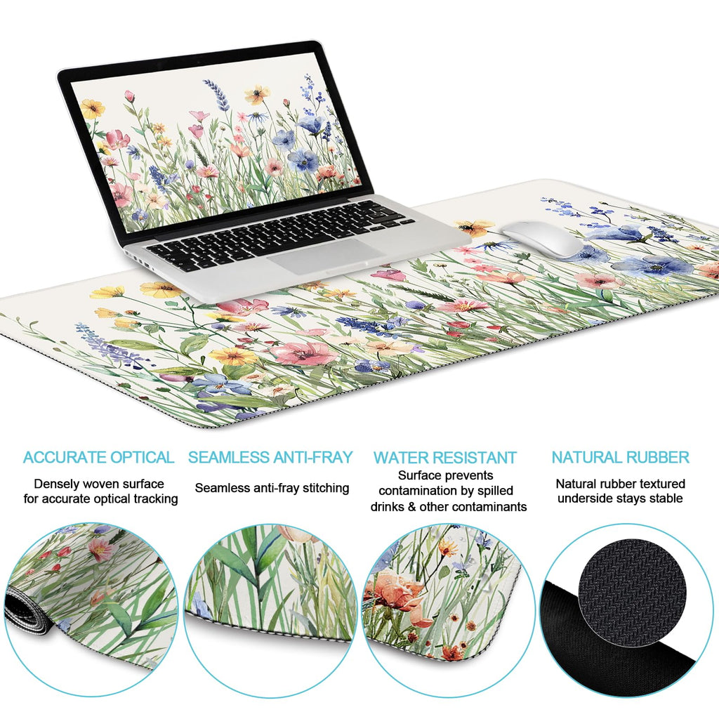 Black Striped Ergonomic Large Desk Mat Set with Wrist Rest