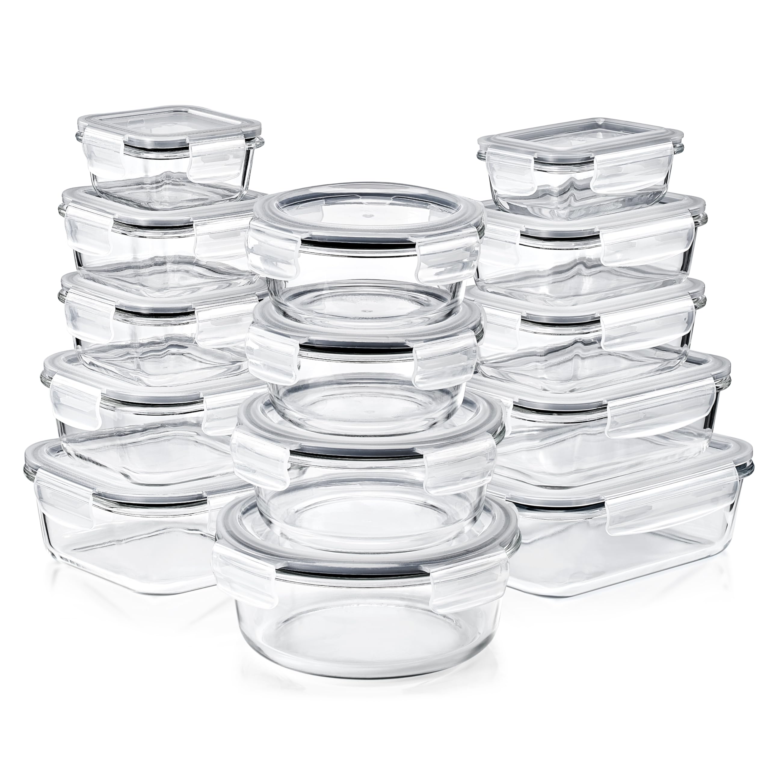 Sorbus 20pc Glass Meal Prep Containers Set – 10 Glass Food Storage Containers (21.3oz, 2.6 Cups) with Airtight Lids – Freezer, Dishwasher, and Oven Safe – Reusable Containers for Meal Prep and Storage