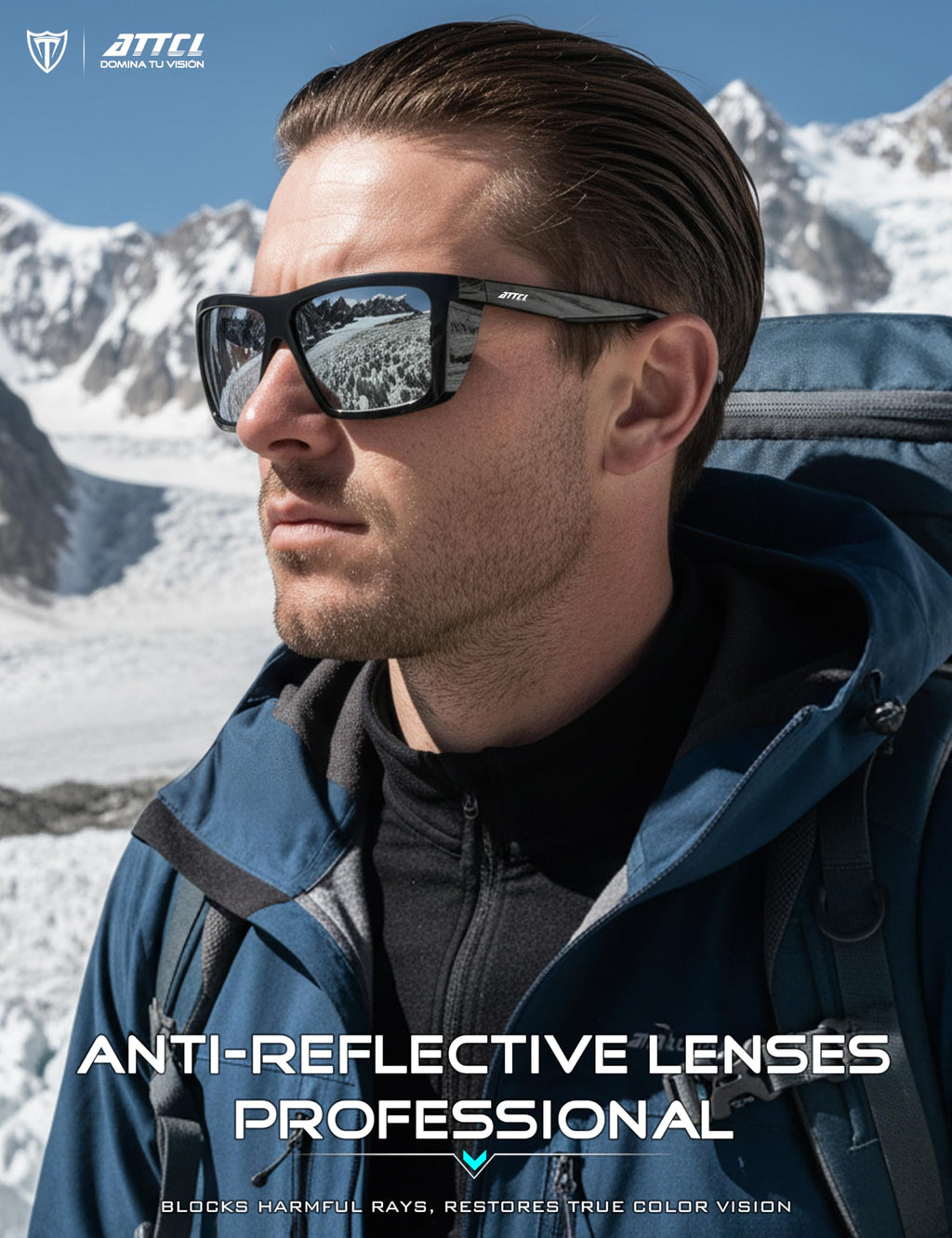 ATTCL Sports Polarized Sunglasses for Men: Secure Anti-Slip Lightweight TR90 Square Frame UV Protection for Driving Fishing