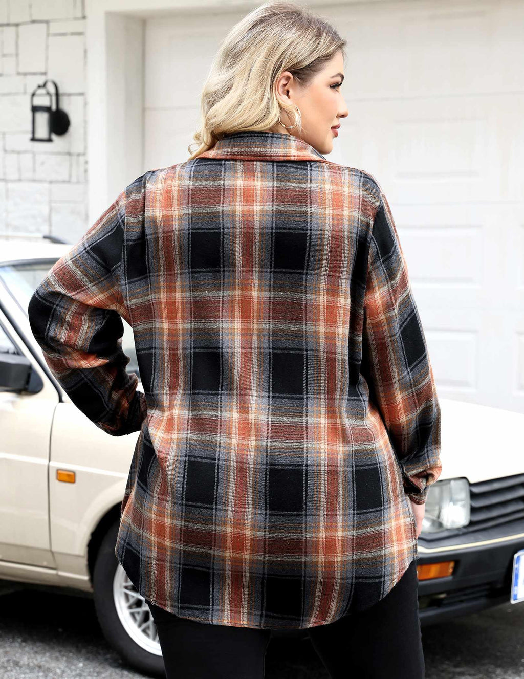 Zeagoo Womens Plus Size Flannel Shirts Plaid Shirts Long Sleeves Casual Button Down Collared Shacket Tops