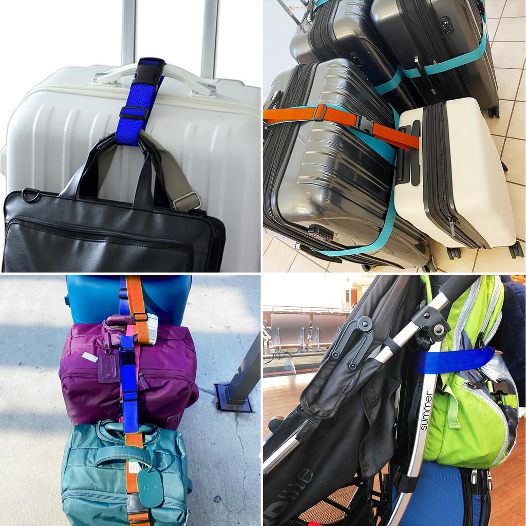 Luggage Straps for Suitcases TSA Approved, Travel Accessories to Connect Two Suitcase, Add Bag Luggage Straps for Carry On Your 3 Luggages Adjustable Buckle Belt, 2Pack Black